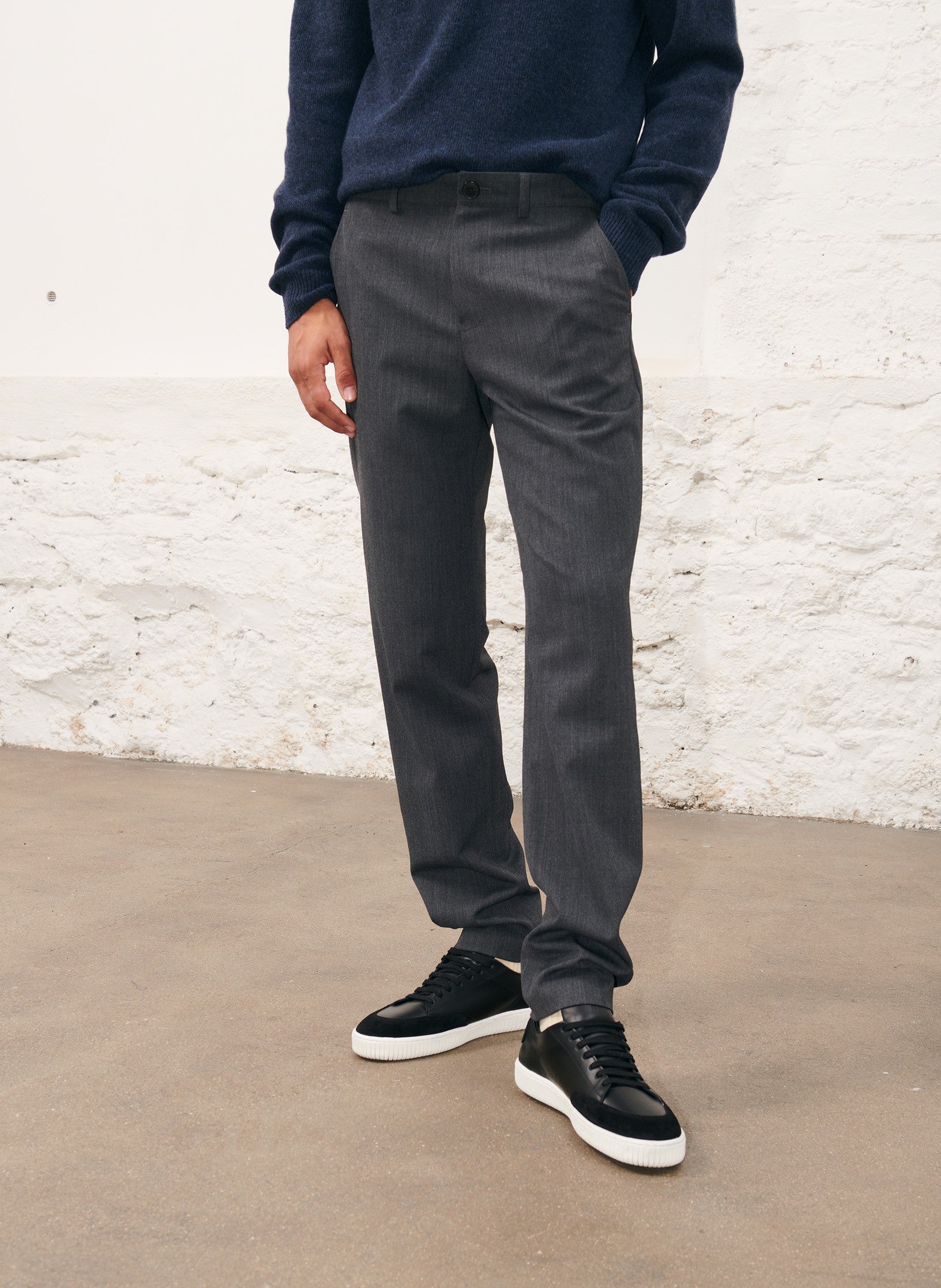 pantalon bi stretch gris homme