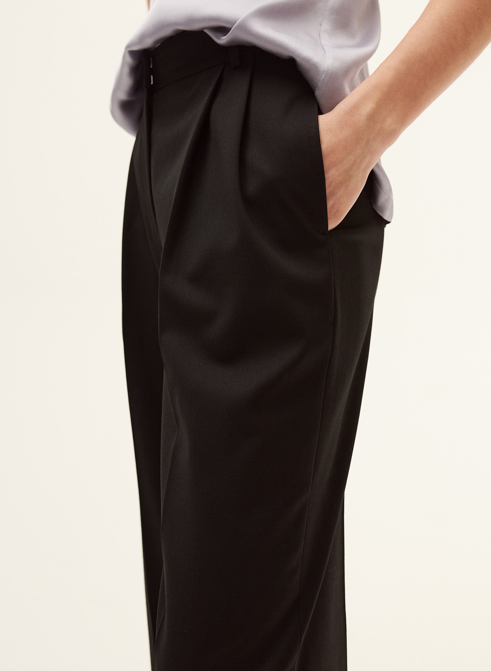 pantalon noir palazzo bi stretch sans repassage