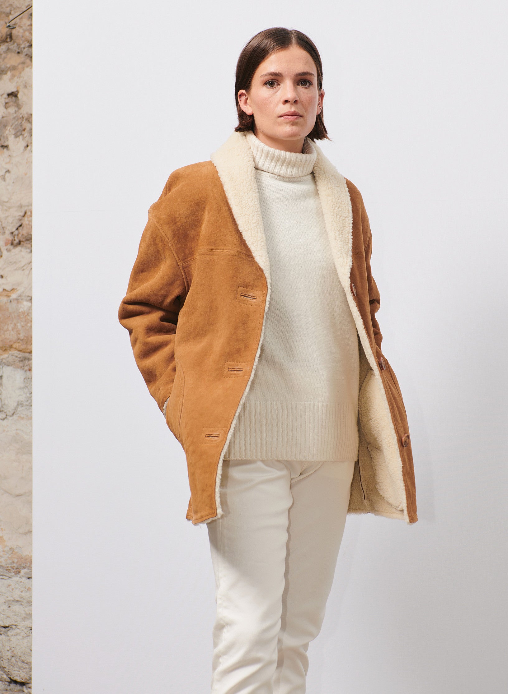 canadienne en fausse fourrure femme naturel