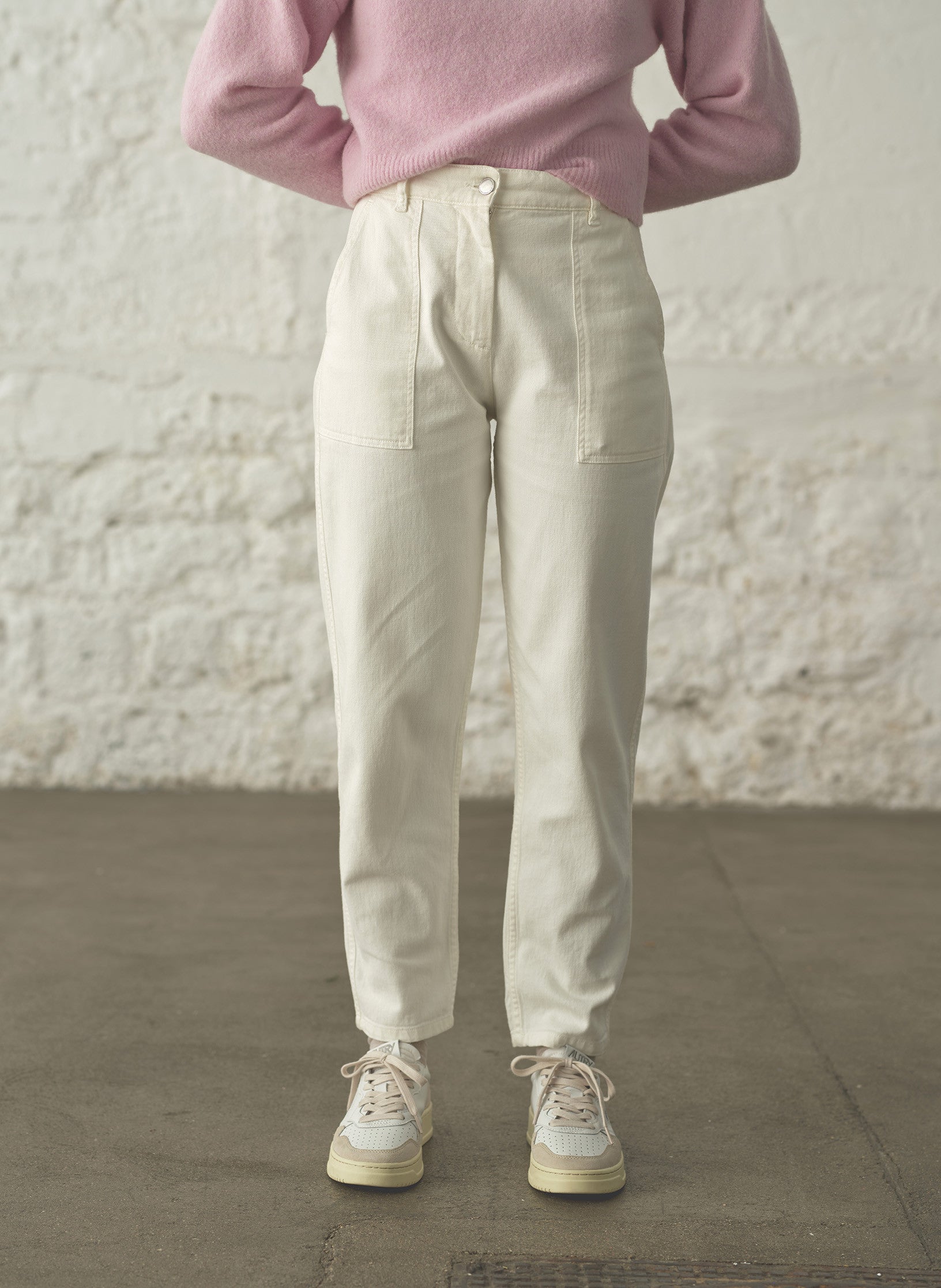 pantalon worker coton ecru femme