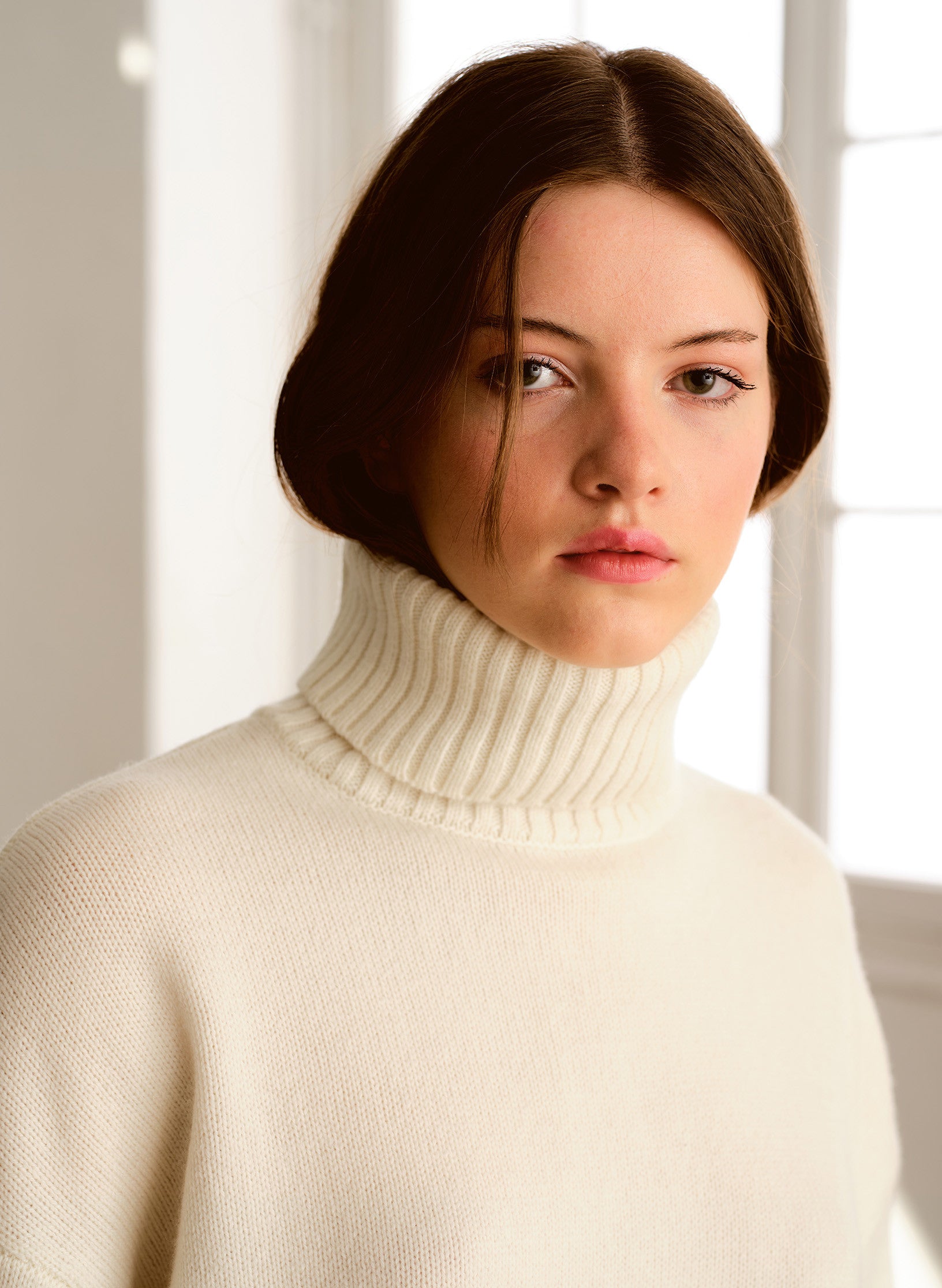 pull oversized col roule ecru laine ecoreponsable ecru