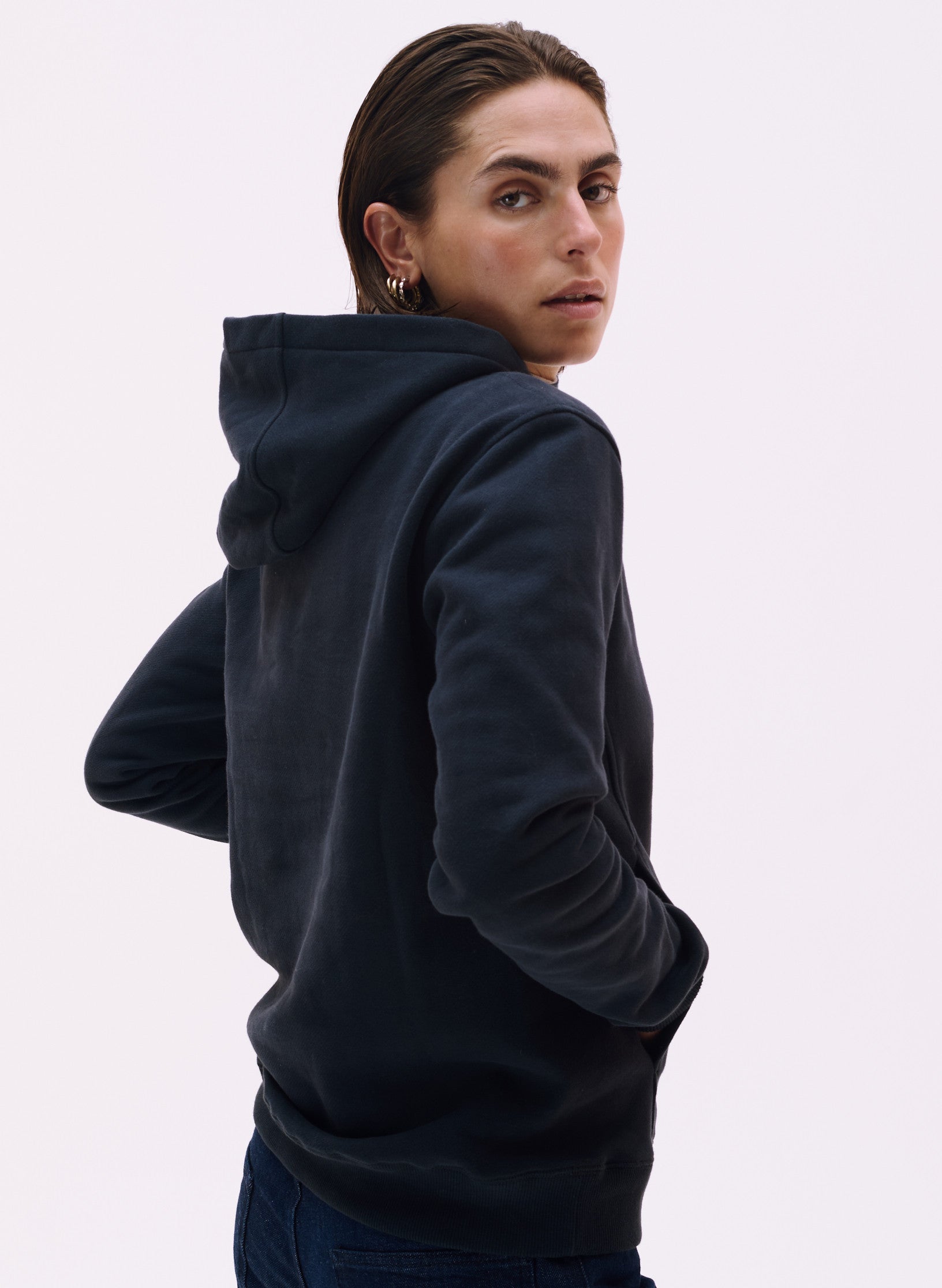 hoodie homme bleu coton organique