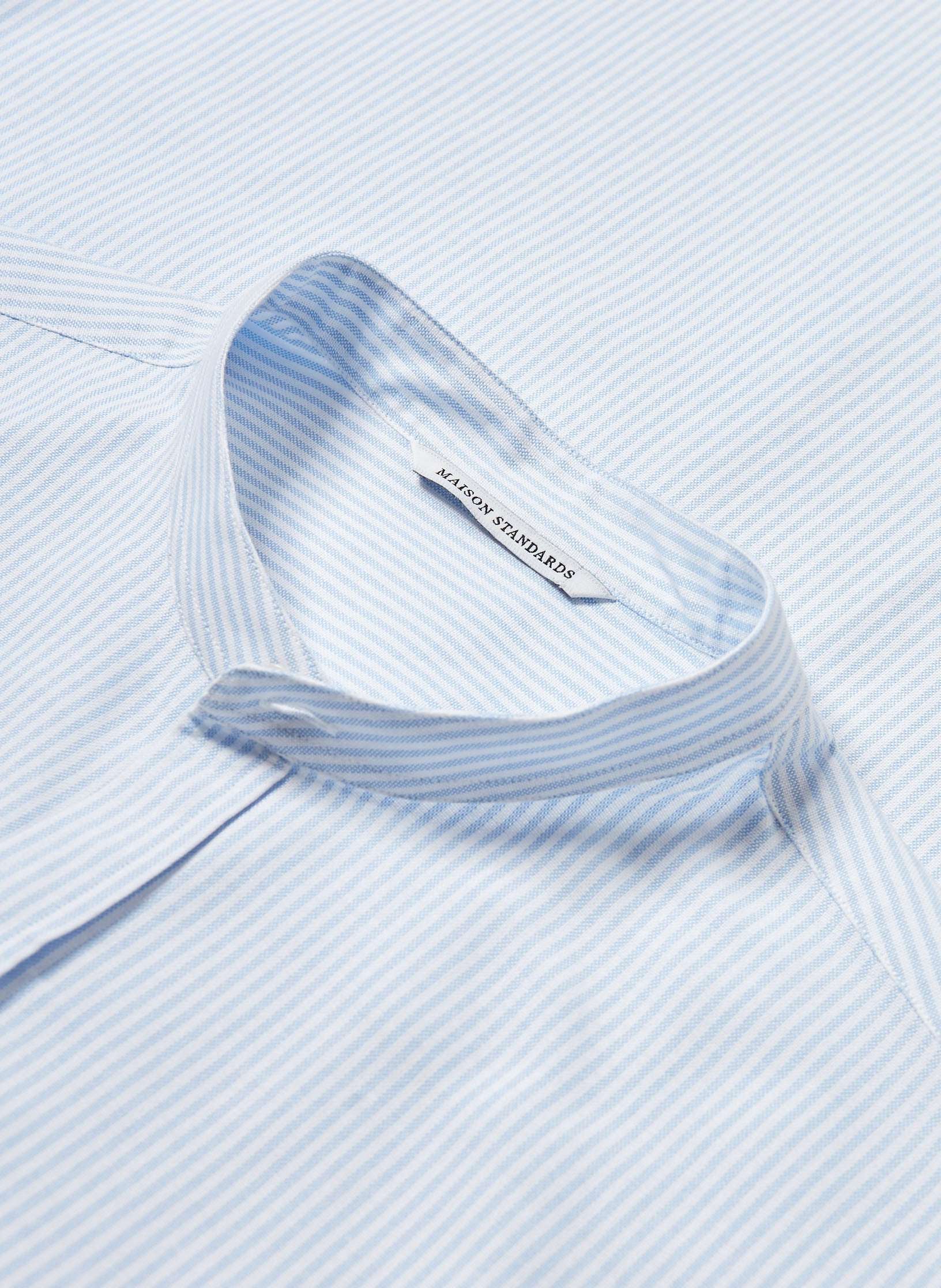 chemise col mao raye homme bleu