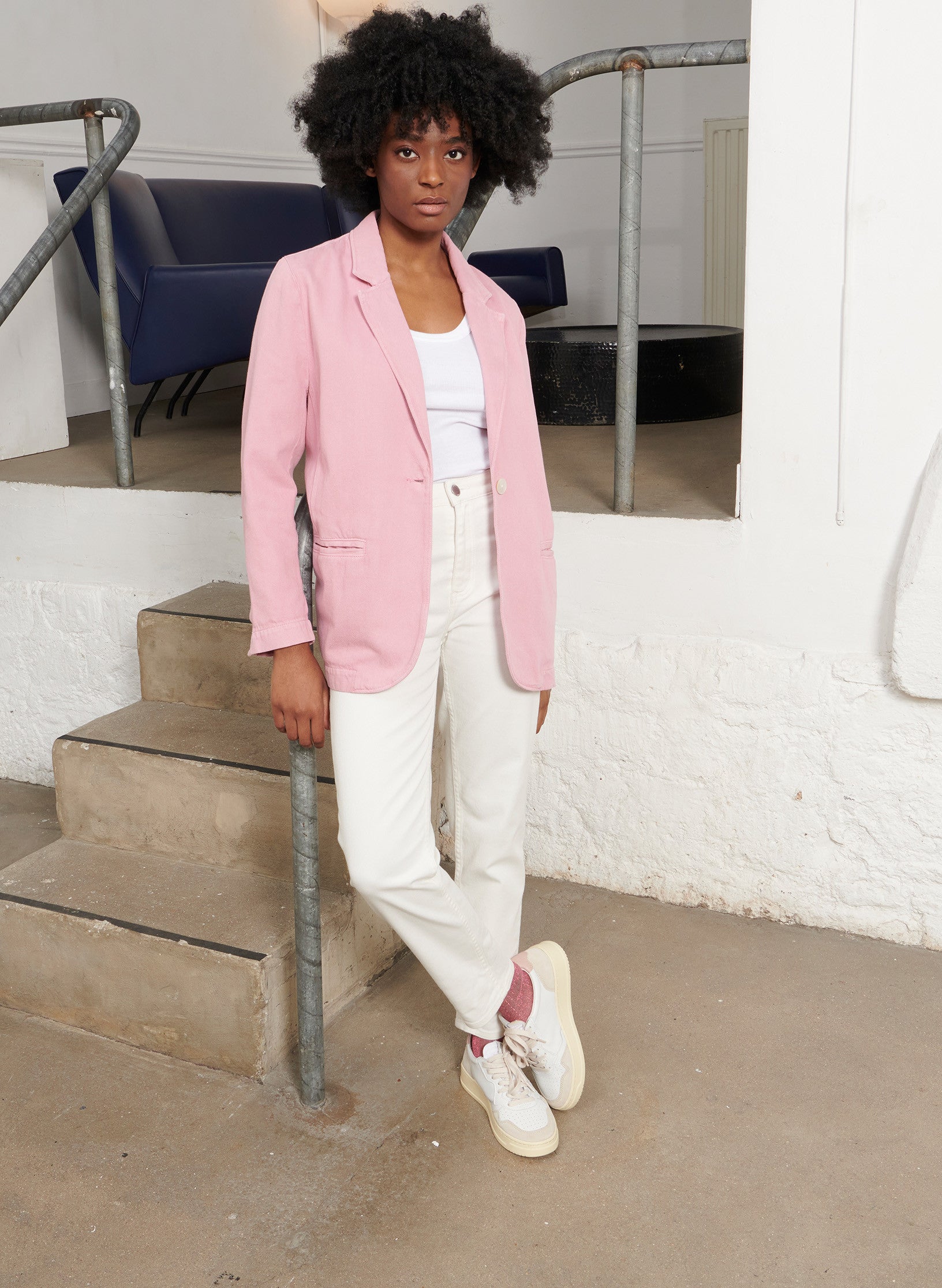 jean mom taille haute blanc femme