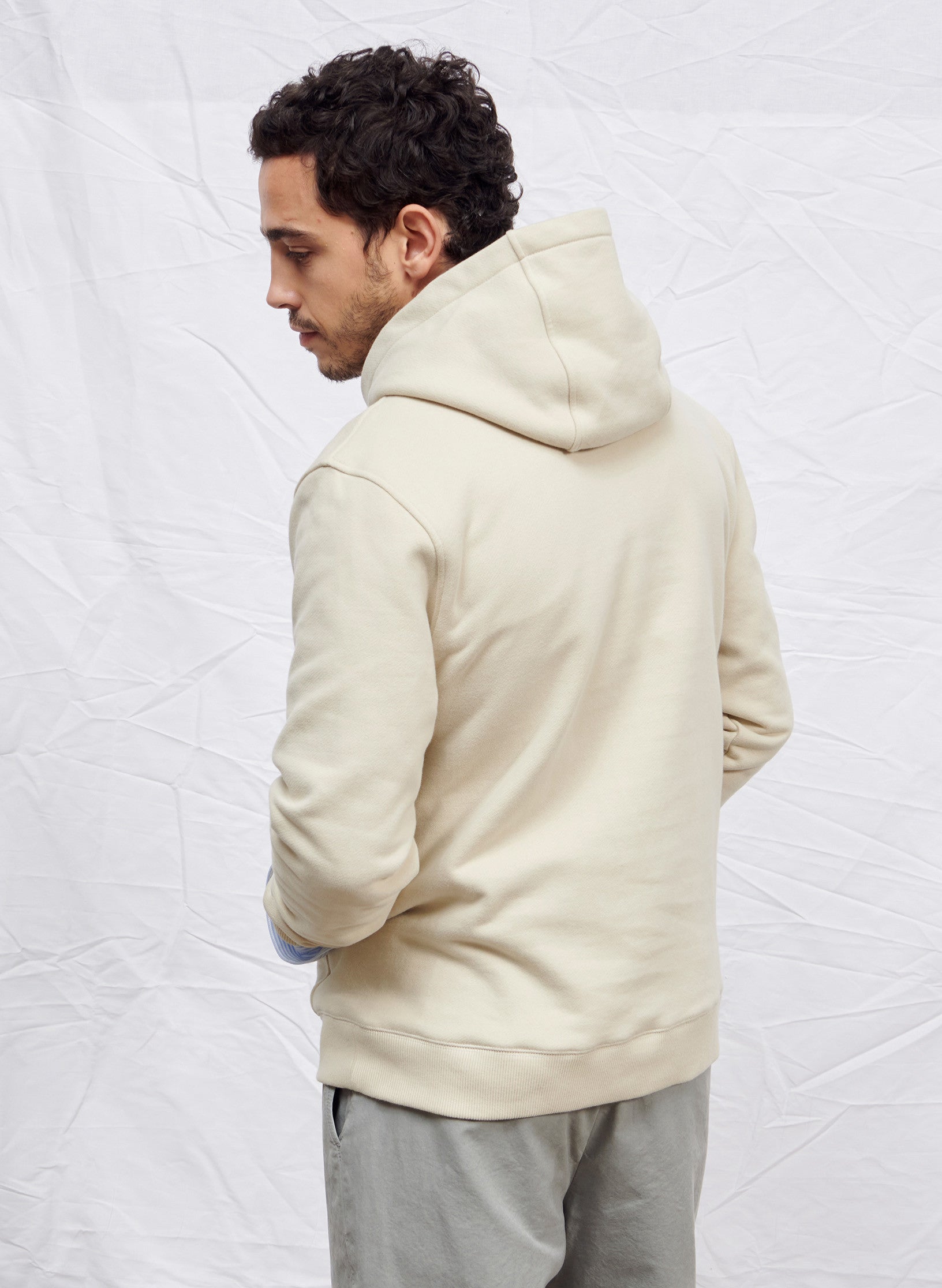 hoodie beige homme coton logo