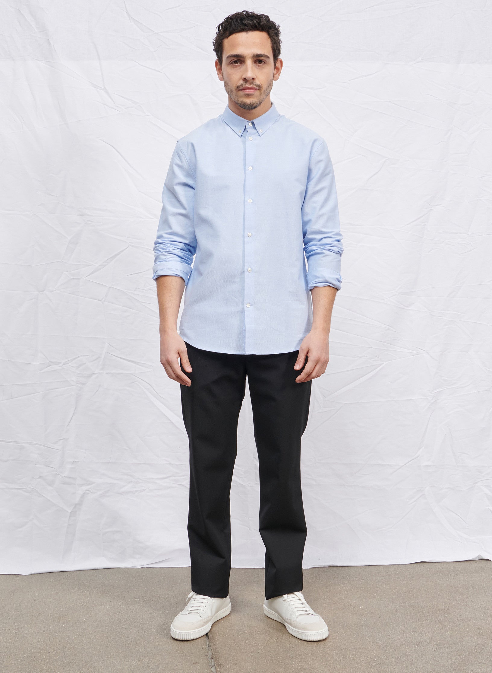 chemise oxford ajustee bleu homme
