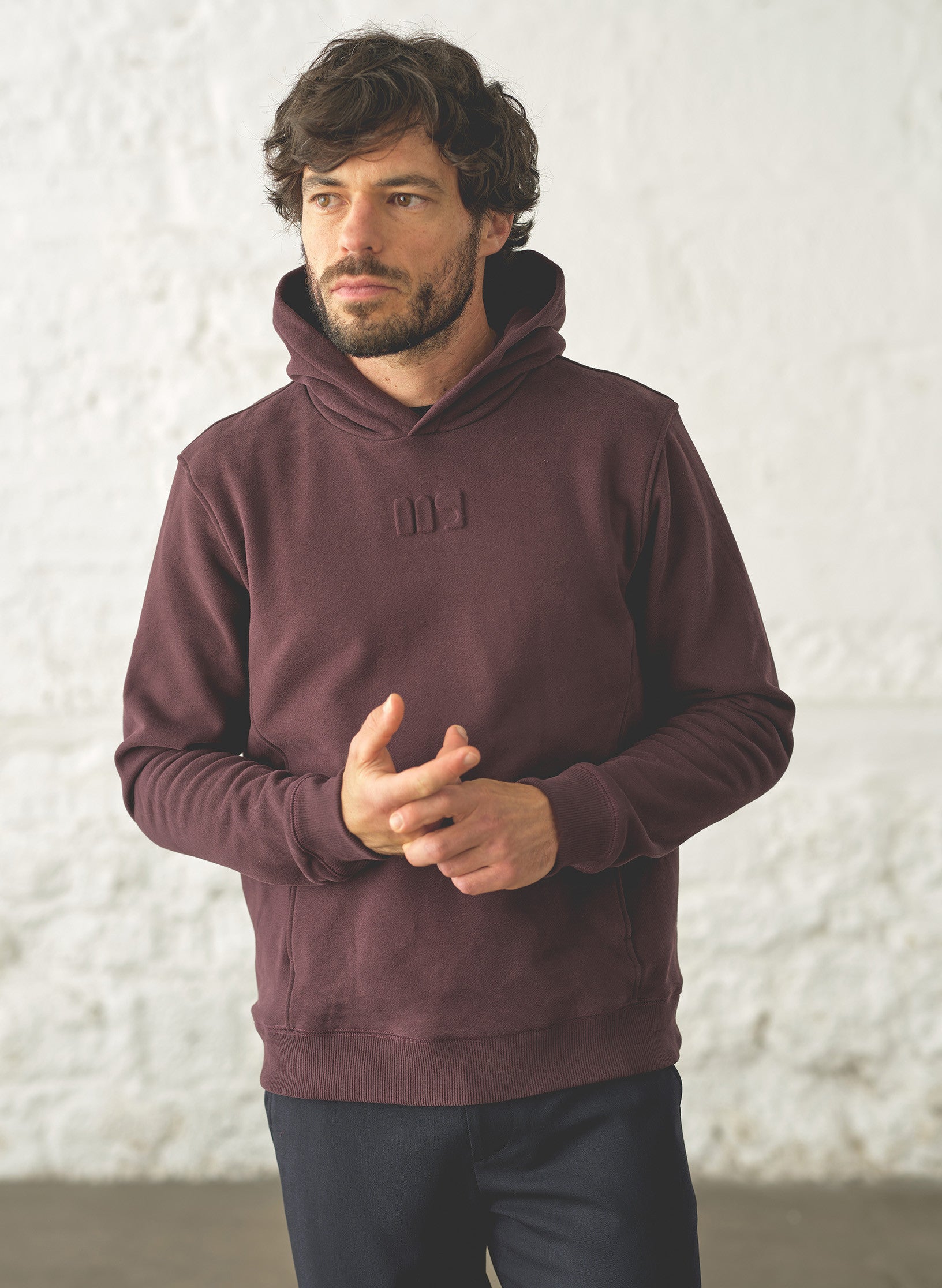 hoodie homme bordeaux coton
