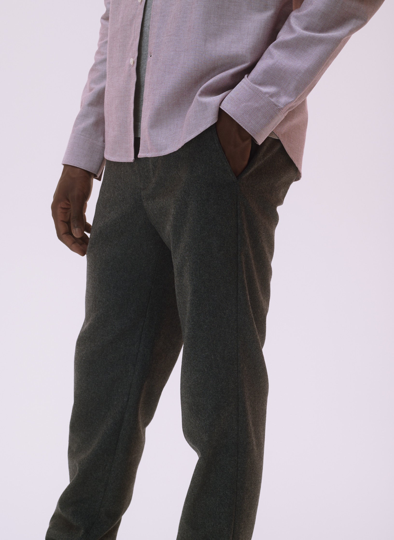 pantalon droit flanelle gris homme