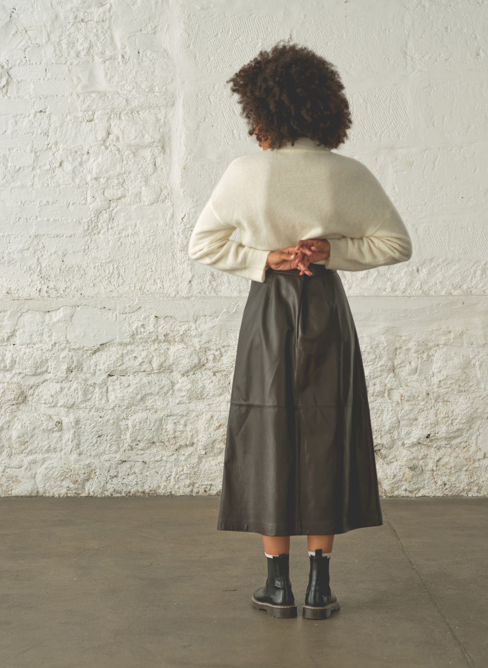 jupe longue cuir marron femme