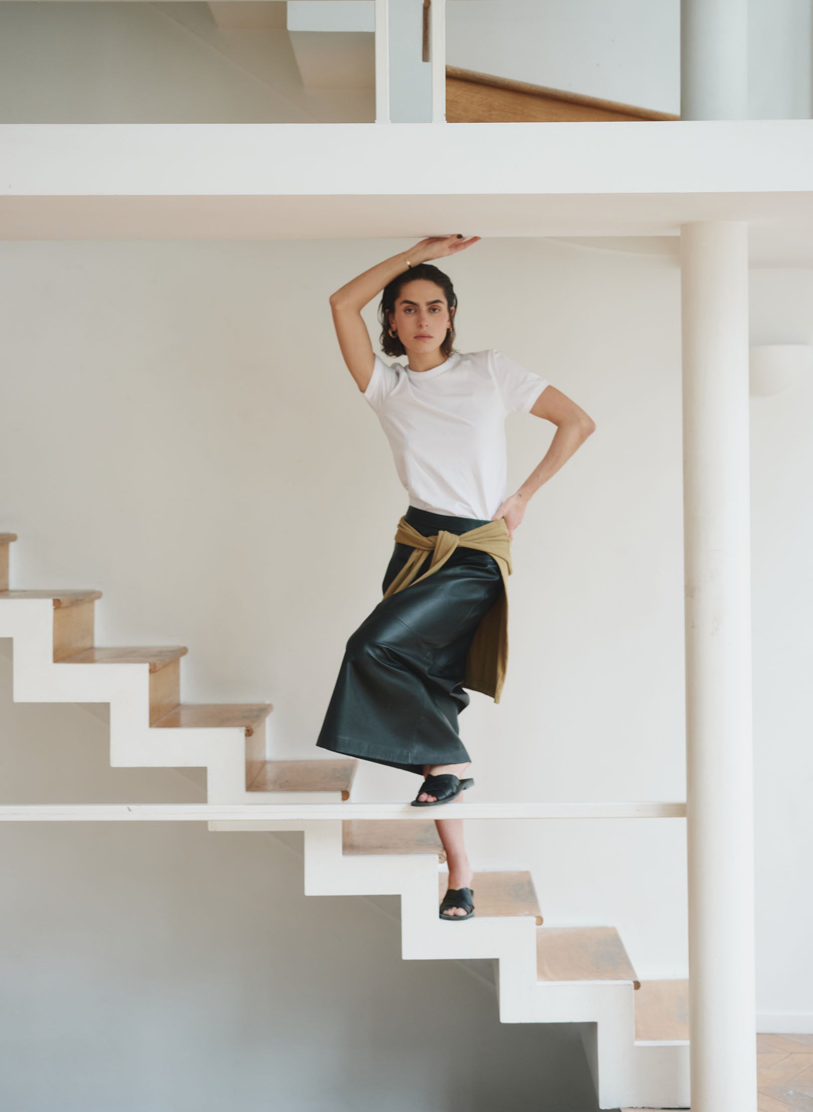 jupe longue cuir noir femme