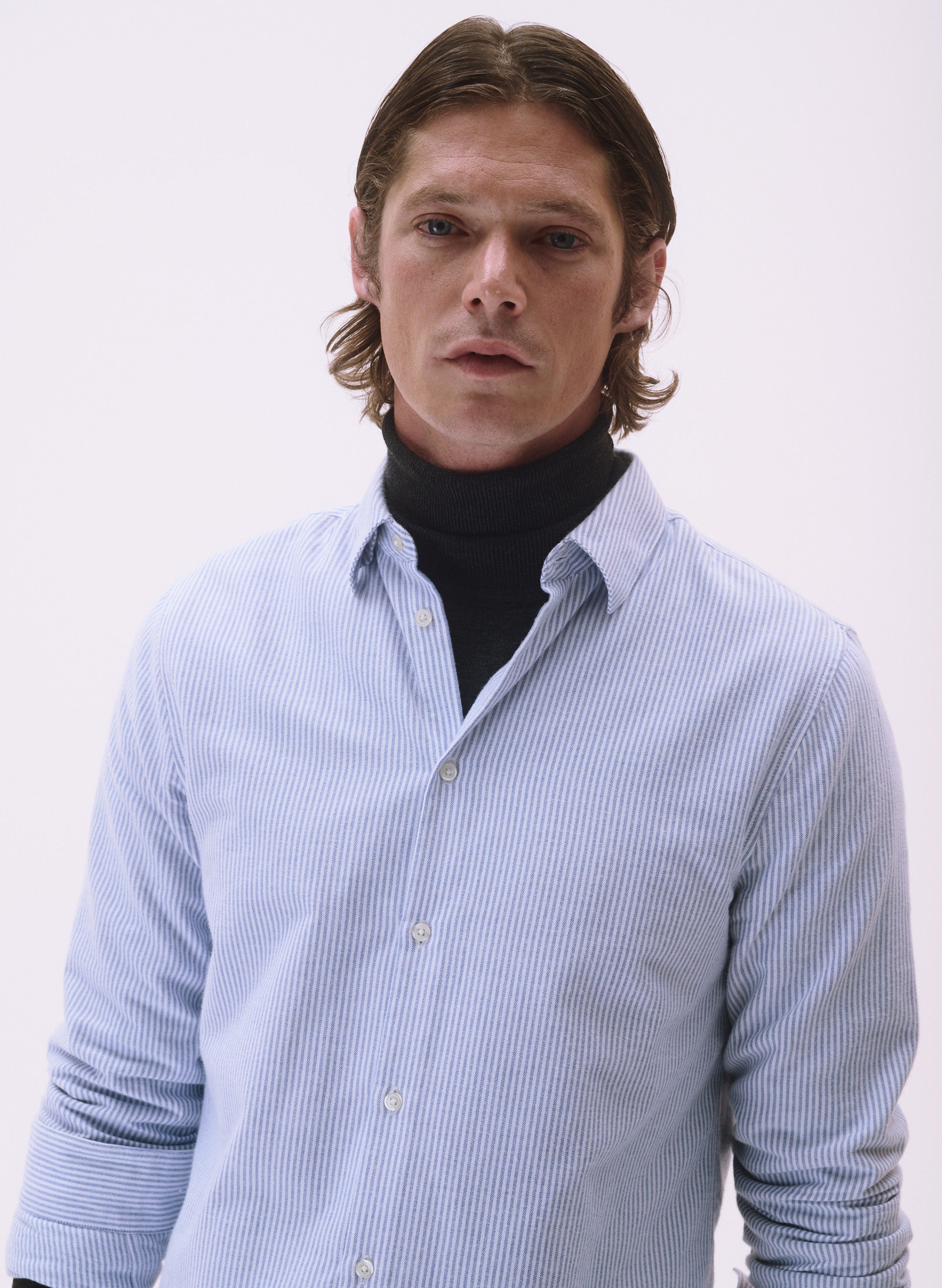 chemise rayee flanelle bleu homme