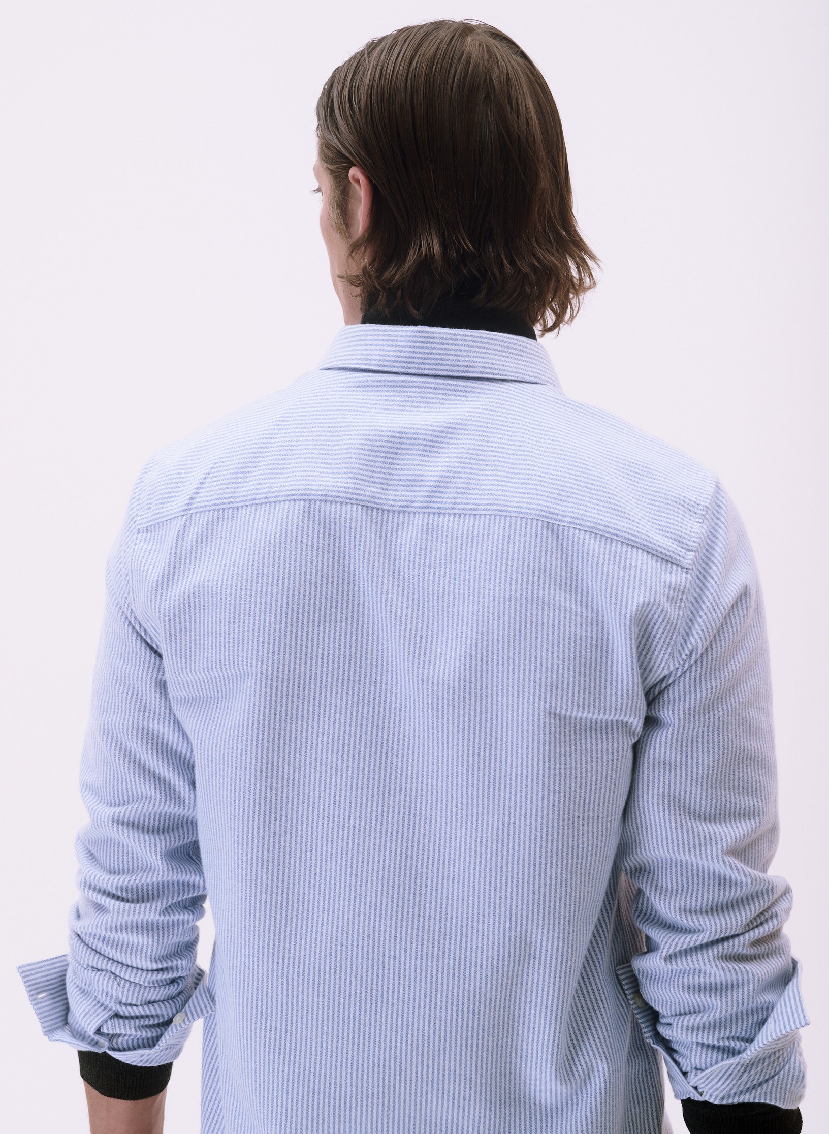 chemise rayee flanelle bleu homme