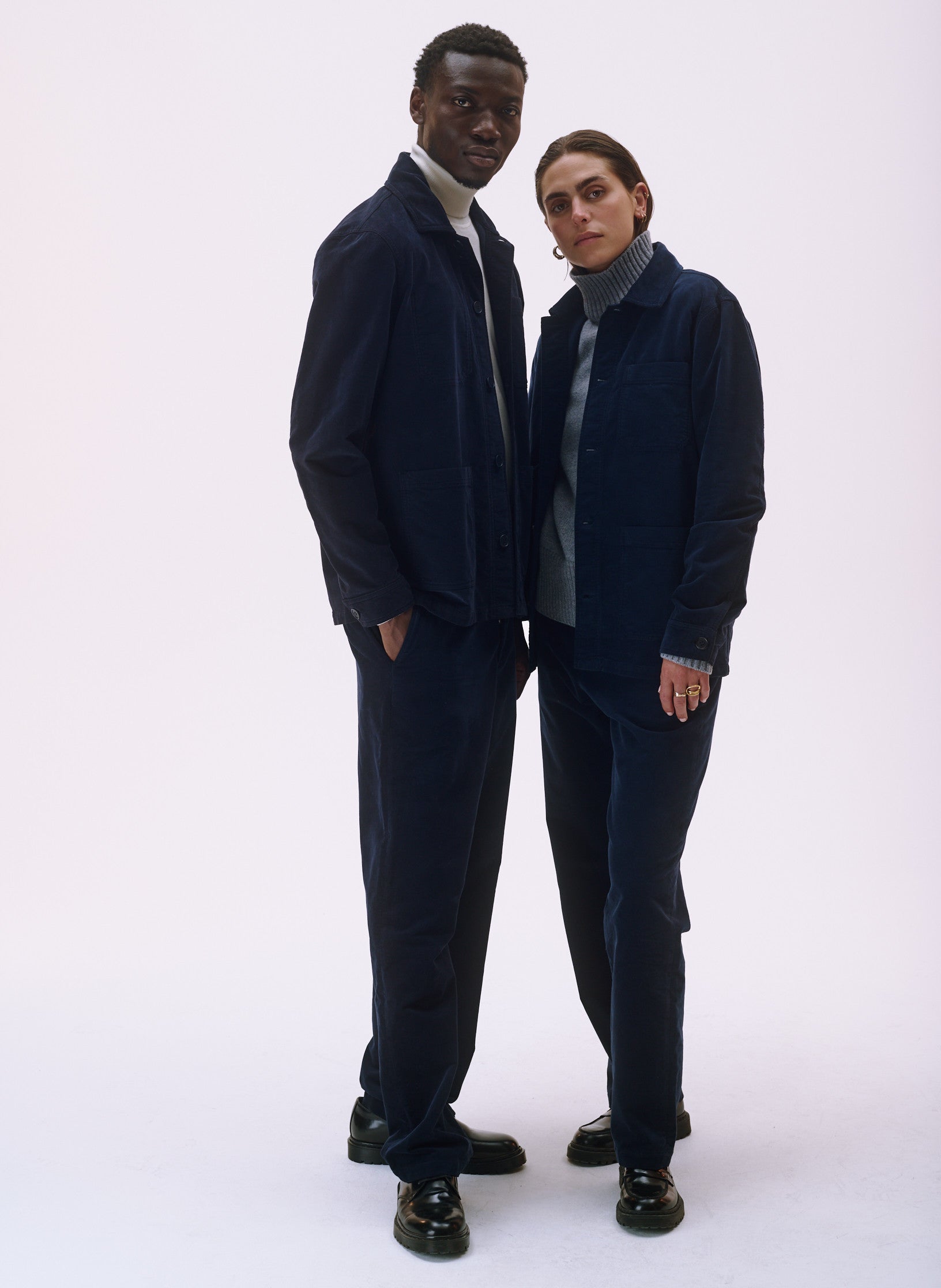 veste peintre velours bleu homme femme unisexe