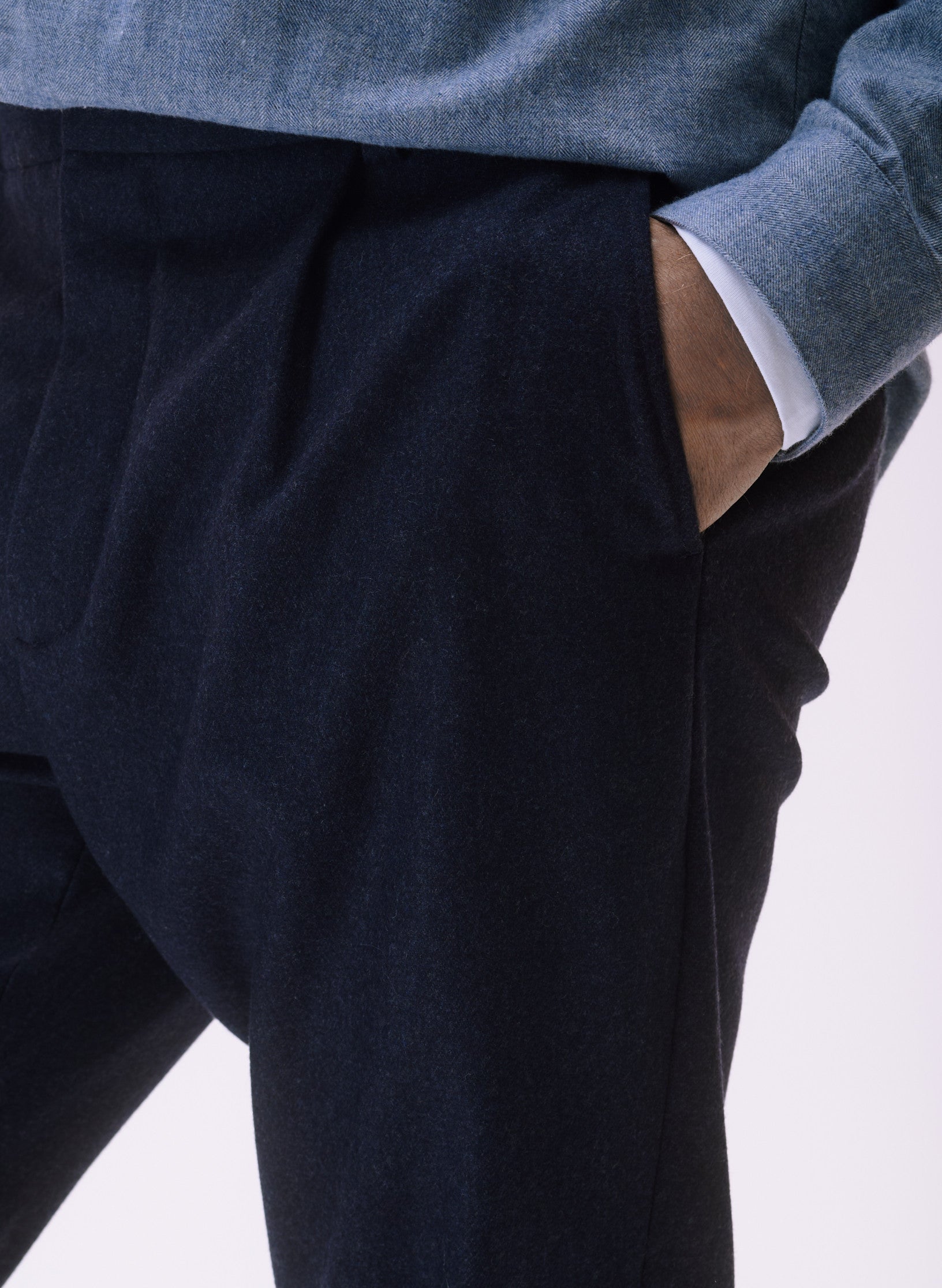 pantalon pince loose flanelle bleu homme femme unisexe