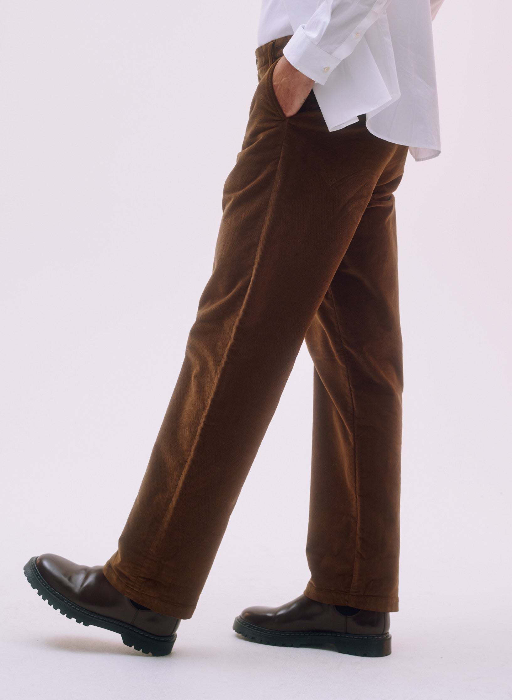 pantalon large velours marron homme femme