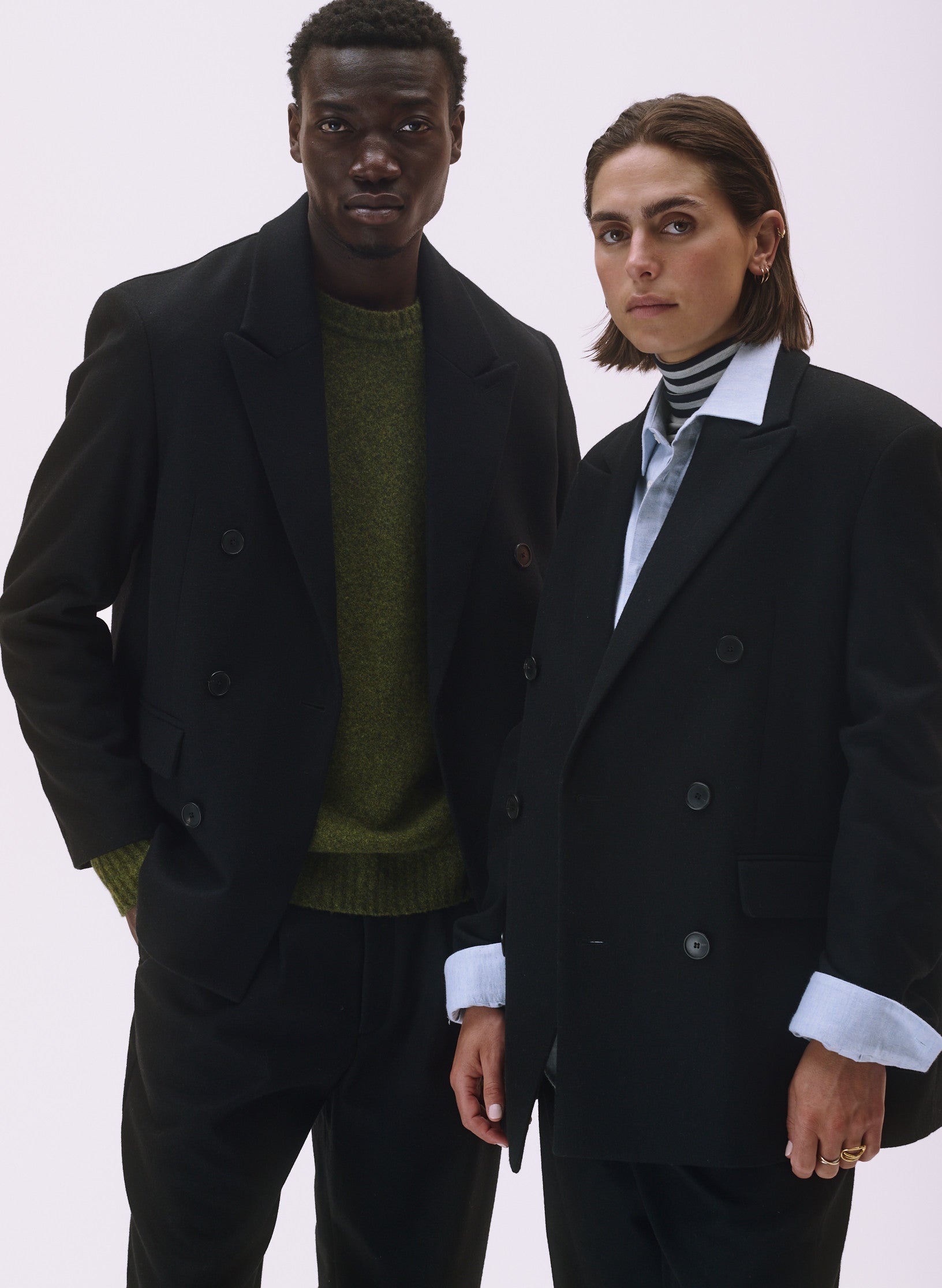 veste flanelle noire croisee homme femme unisexe