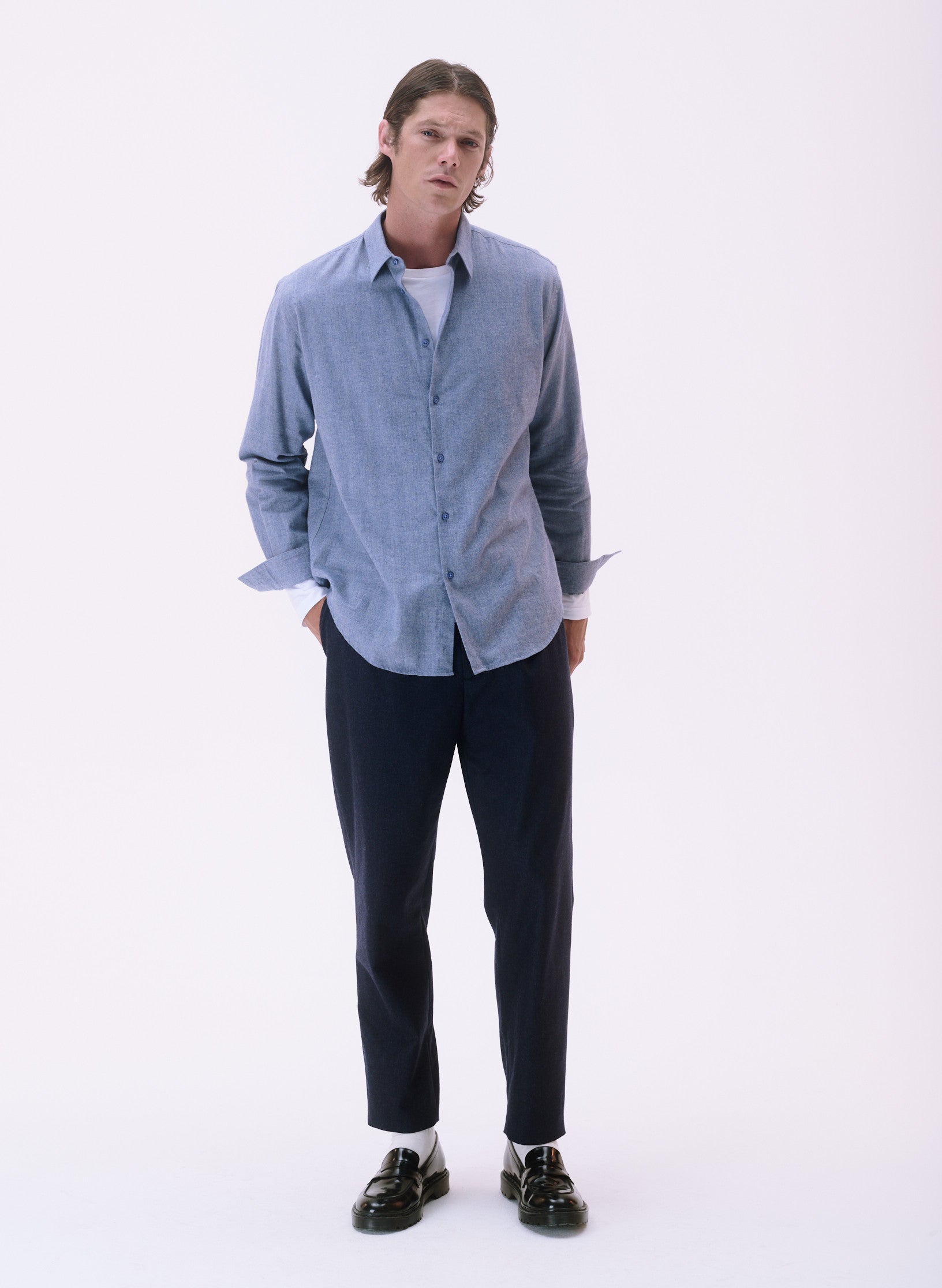 chemise flanelle overside bleu glacier homme femme unisexe