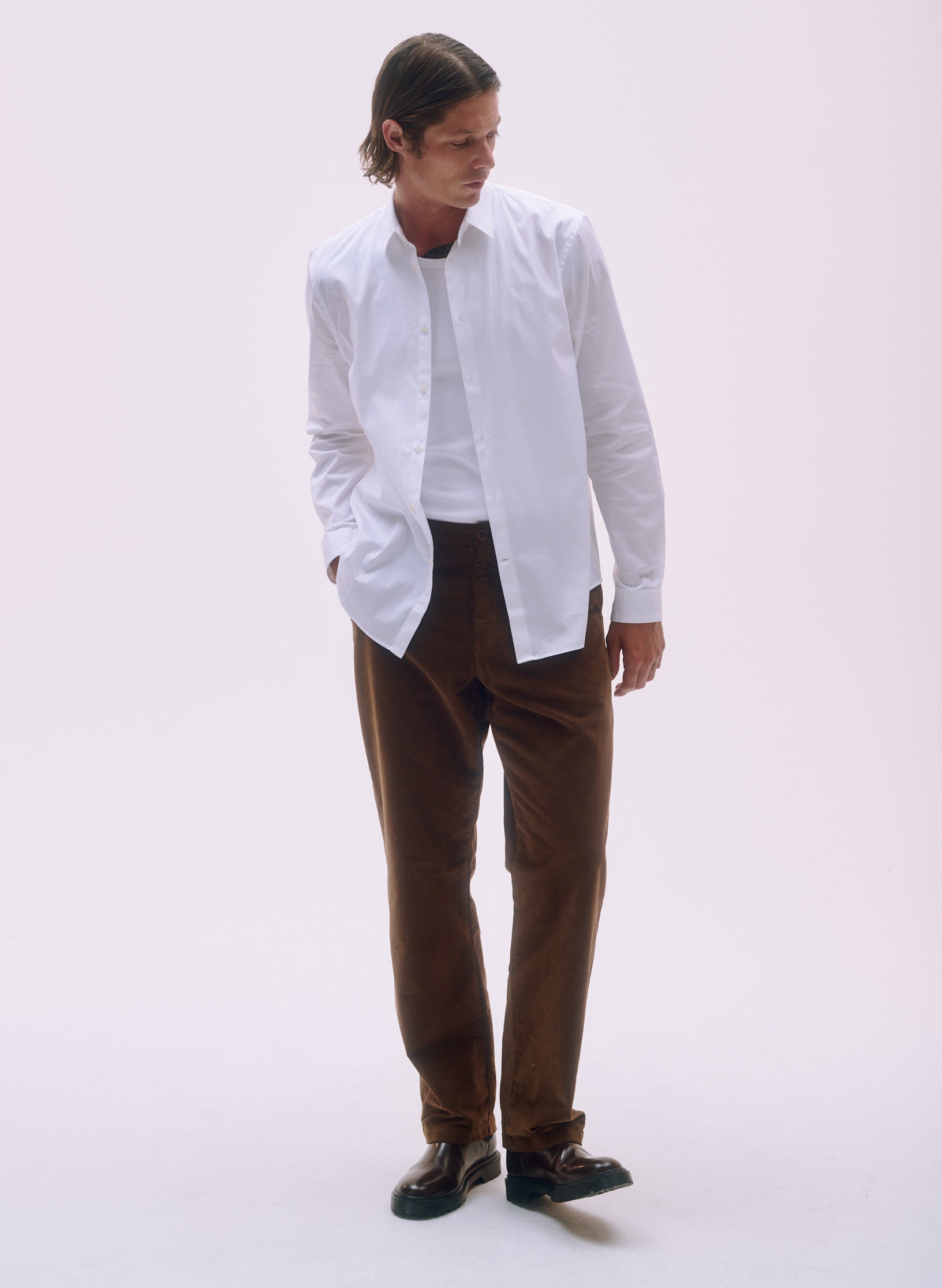 chemise semi ajustee popeline blanc homme