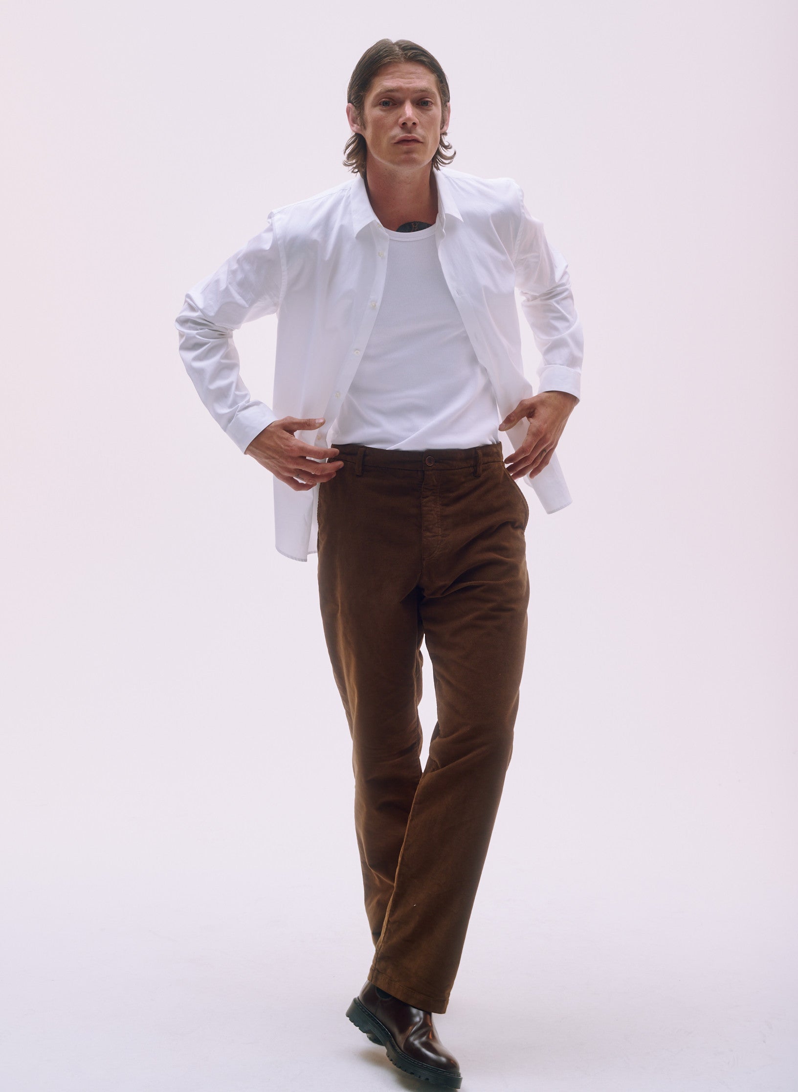 chemise semi ajustee popeline blanc homme