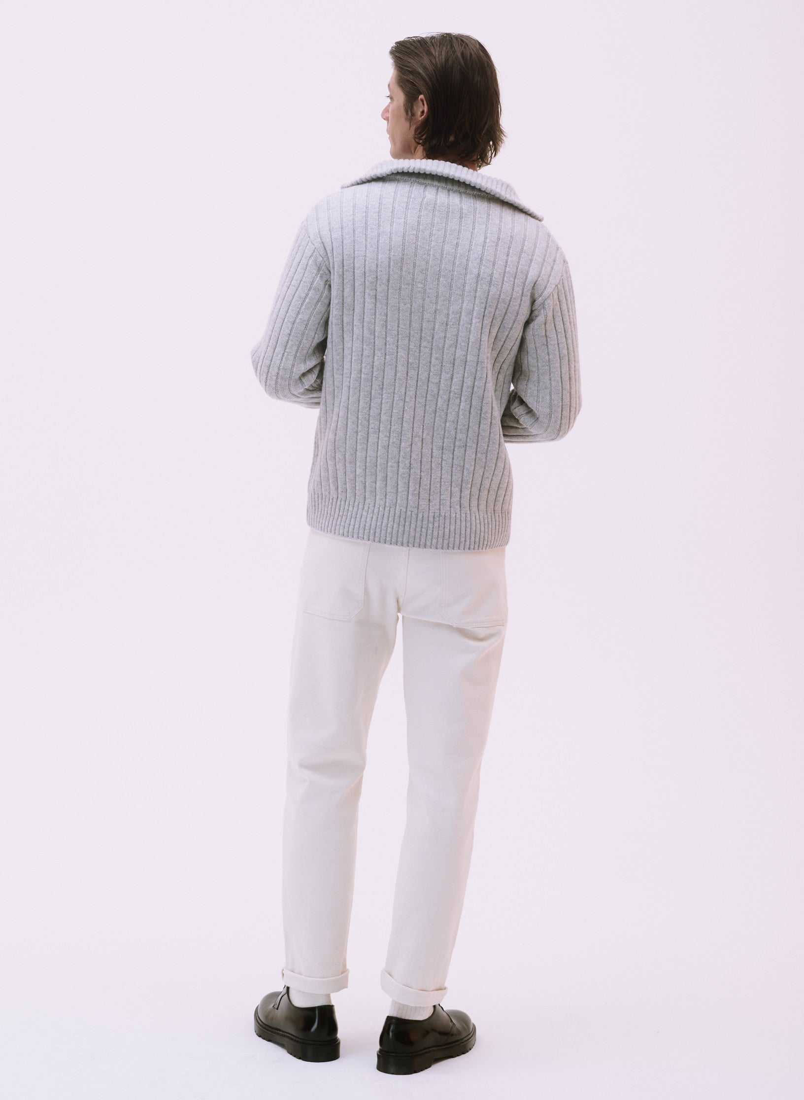 pull camionneur 100 laine homme femme unisexe gris ecru