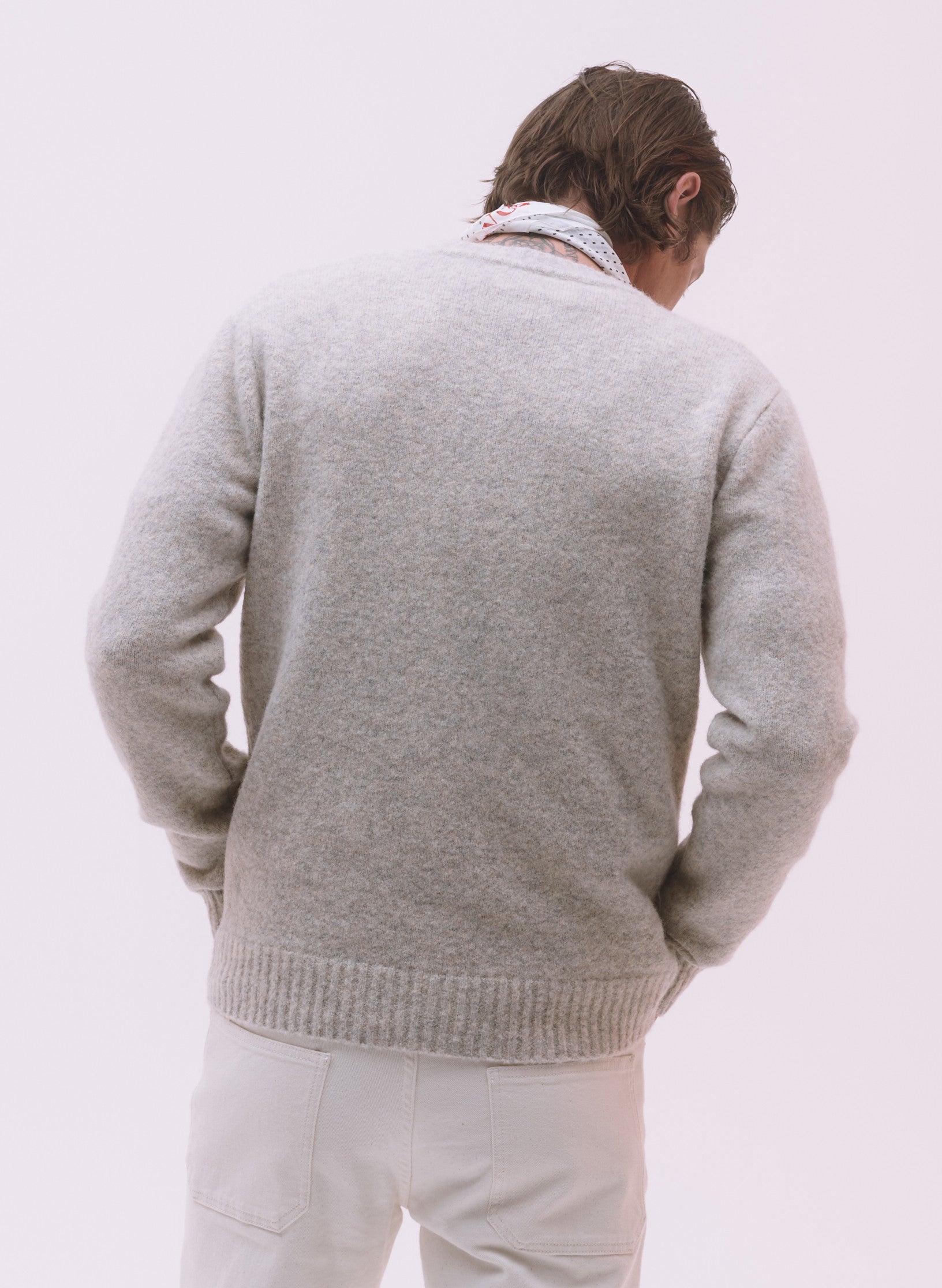 pull laine et fibres recyclees ecru homme femme unisexe