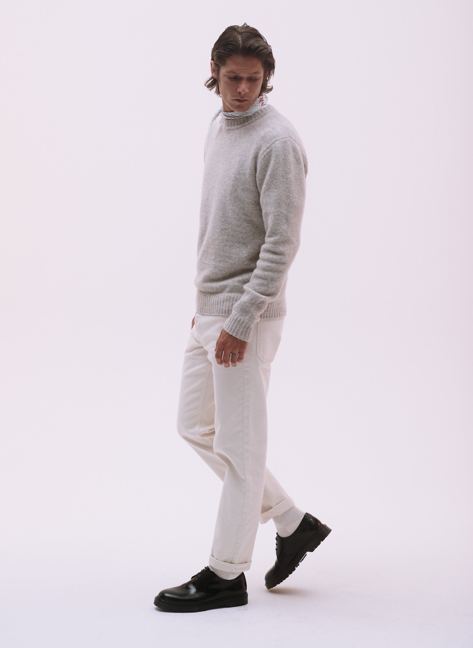 pull laine et fibres recyclees ecru homme femme unisexe