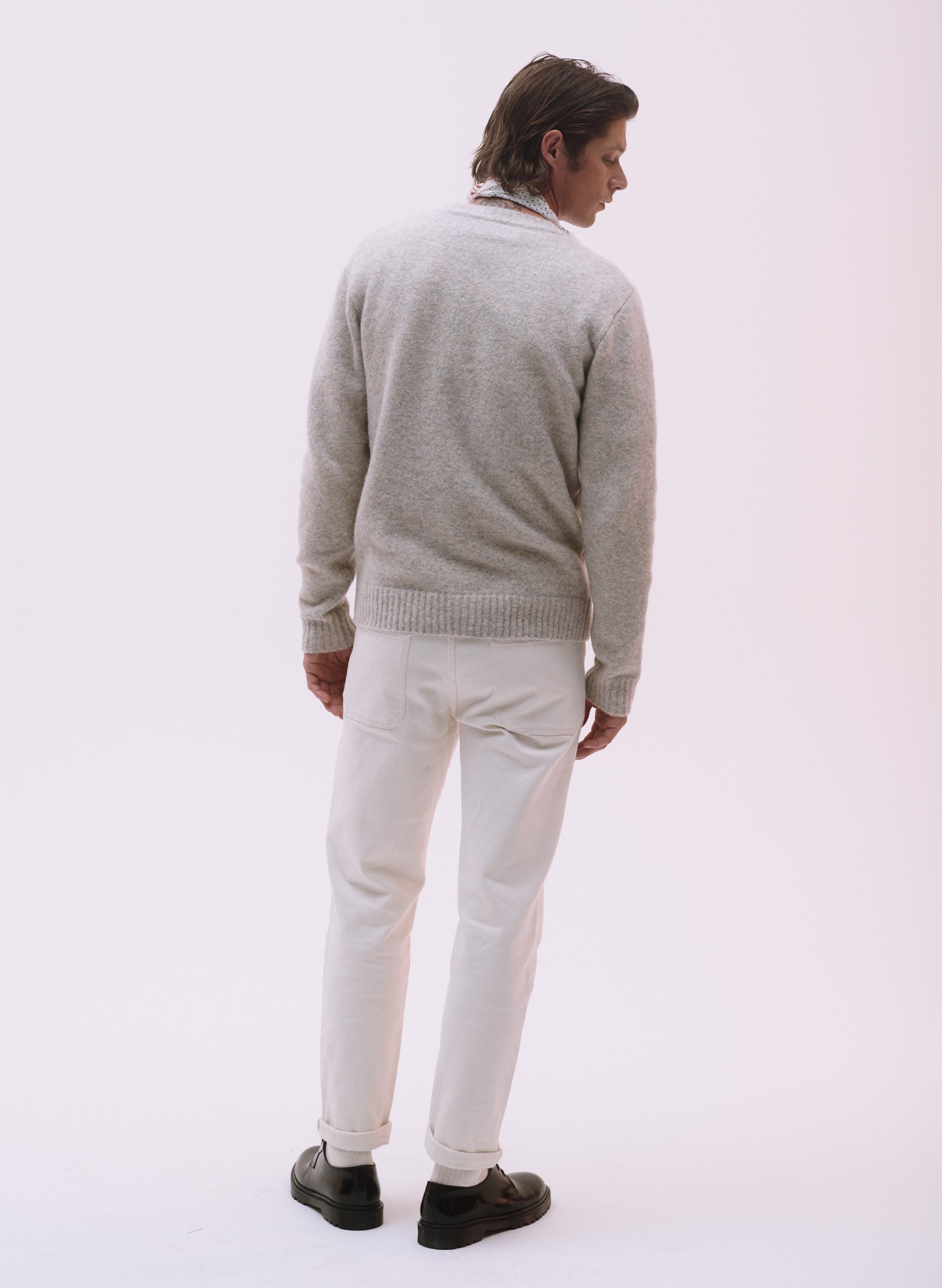 pull laine et fibres recyclees ecru homme femme unisexe