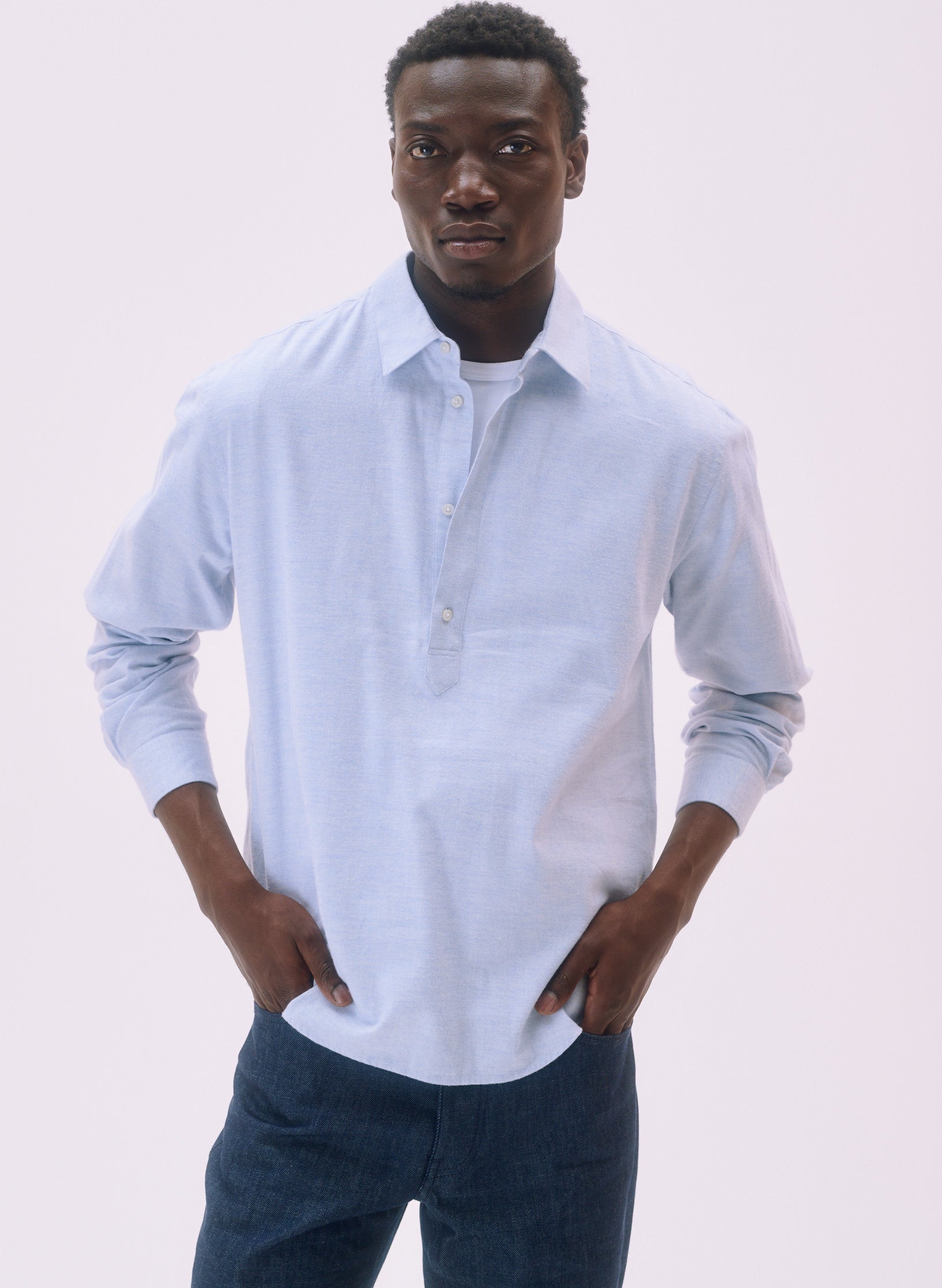 chemise flanelle oversized unisexe homme femme coton bleu