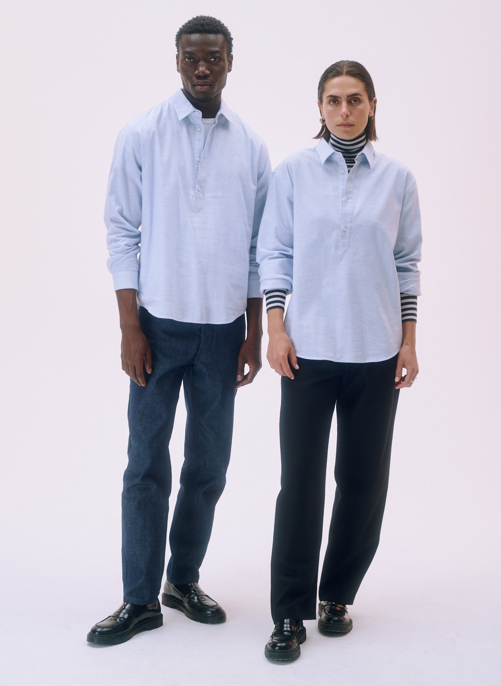 chemise flanelle oversized unisexe homme femme coton bleu