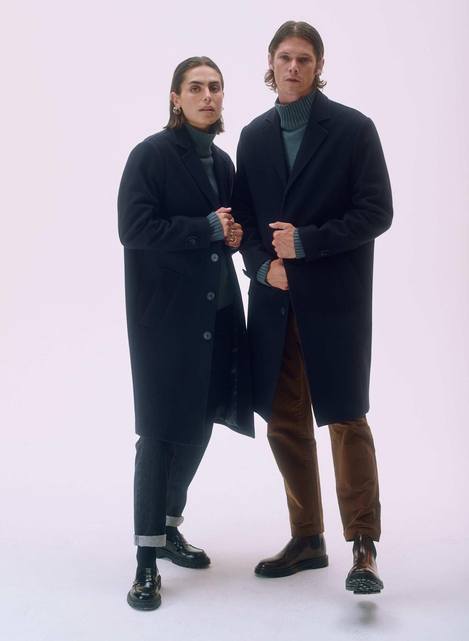 manteau pardessus laine unisexe homme femme bleu