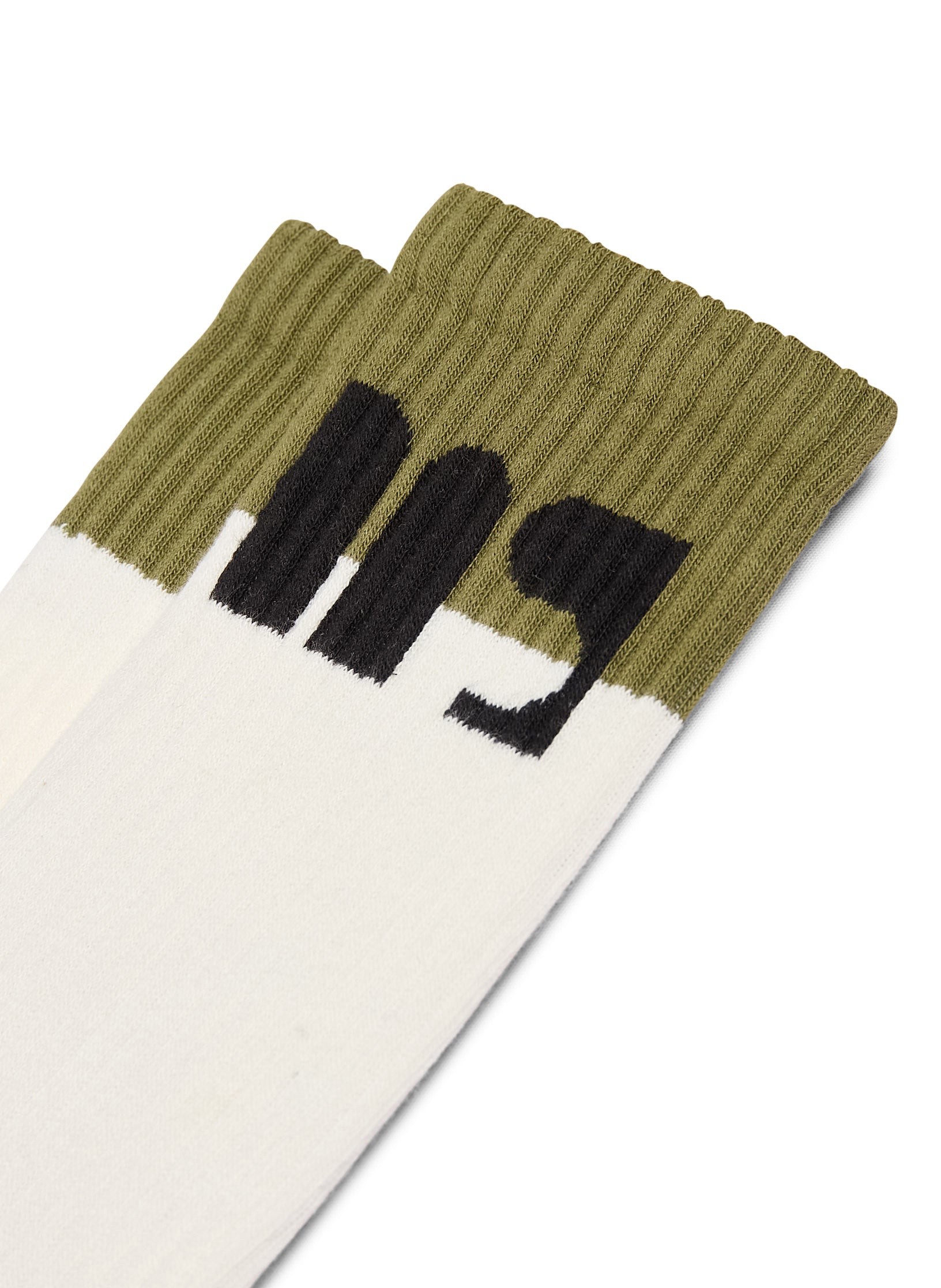 chaussettes logo ms unisexe homme femme ecru