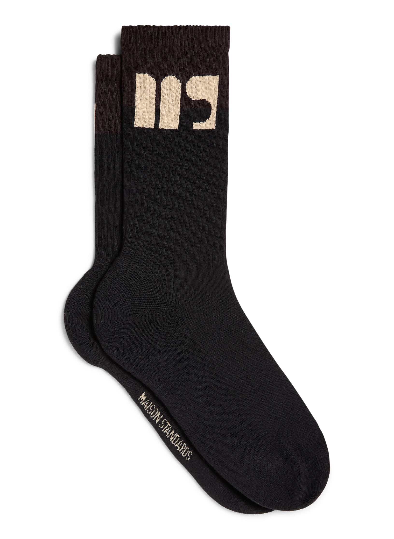 chaussettes logo ms coton unisexe homme femme noir