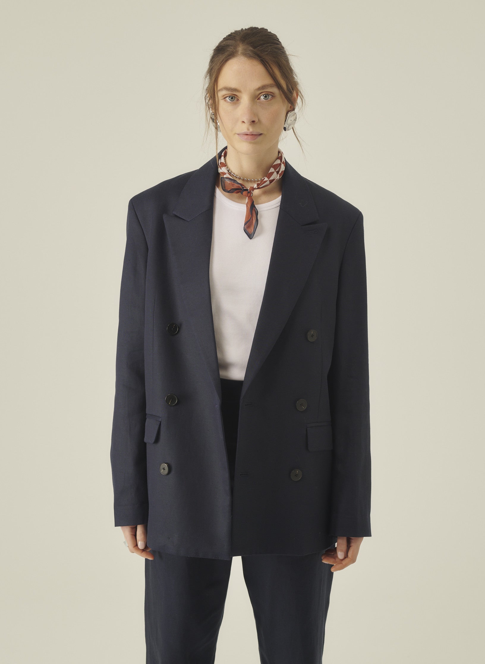 veste croisee lin lyocell bleu homme femme ukraine