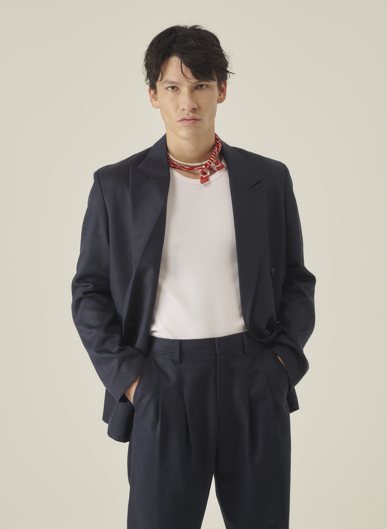 veste croisee lin lyocell bleu homme femme ukraine