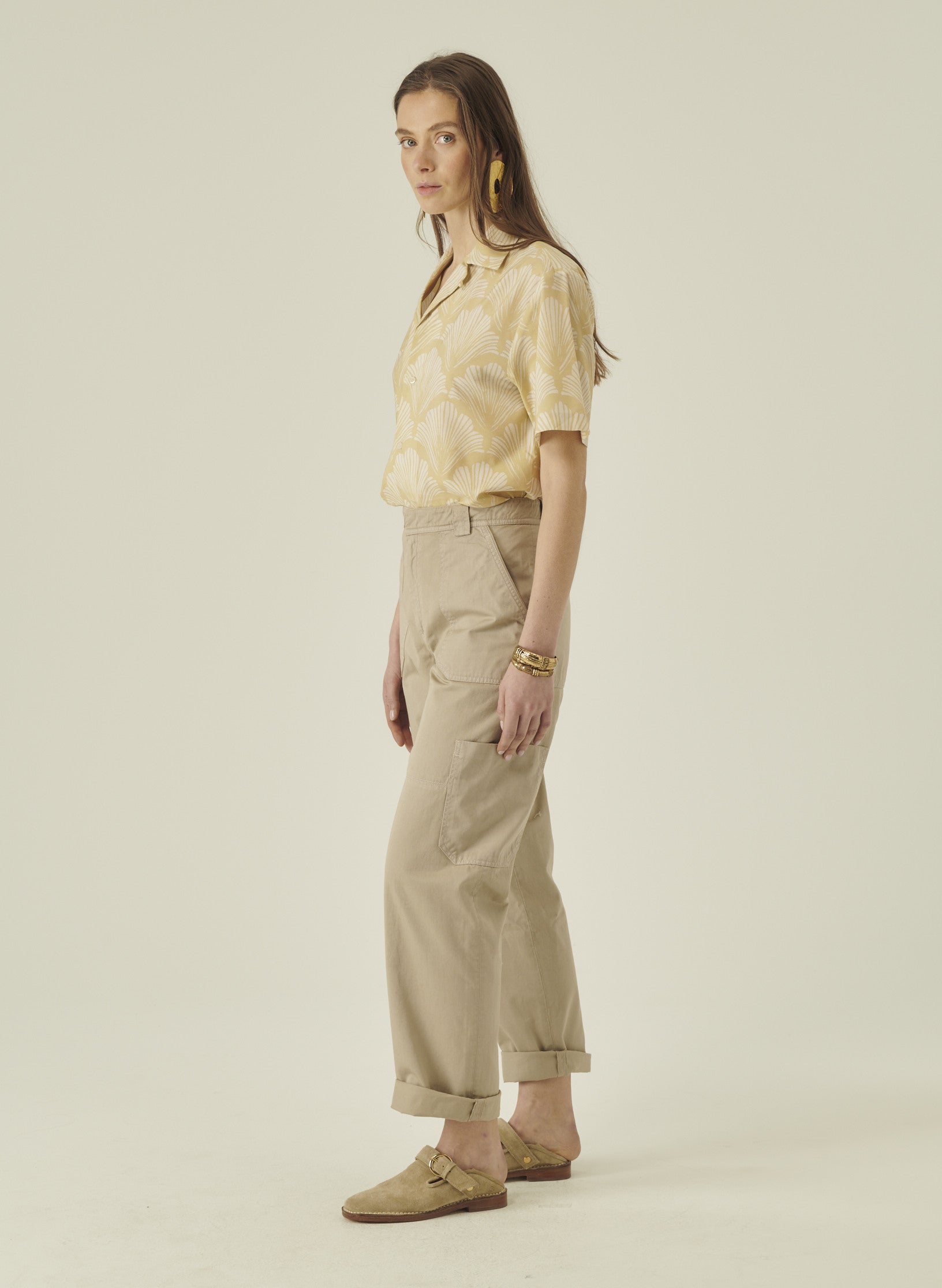 cargo pantalon loose beige homme femme unisexe