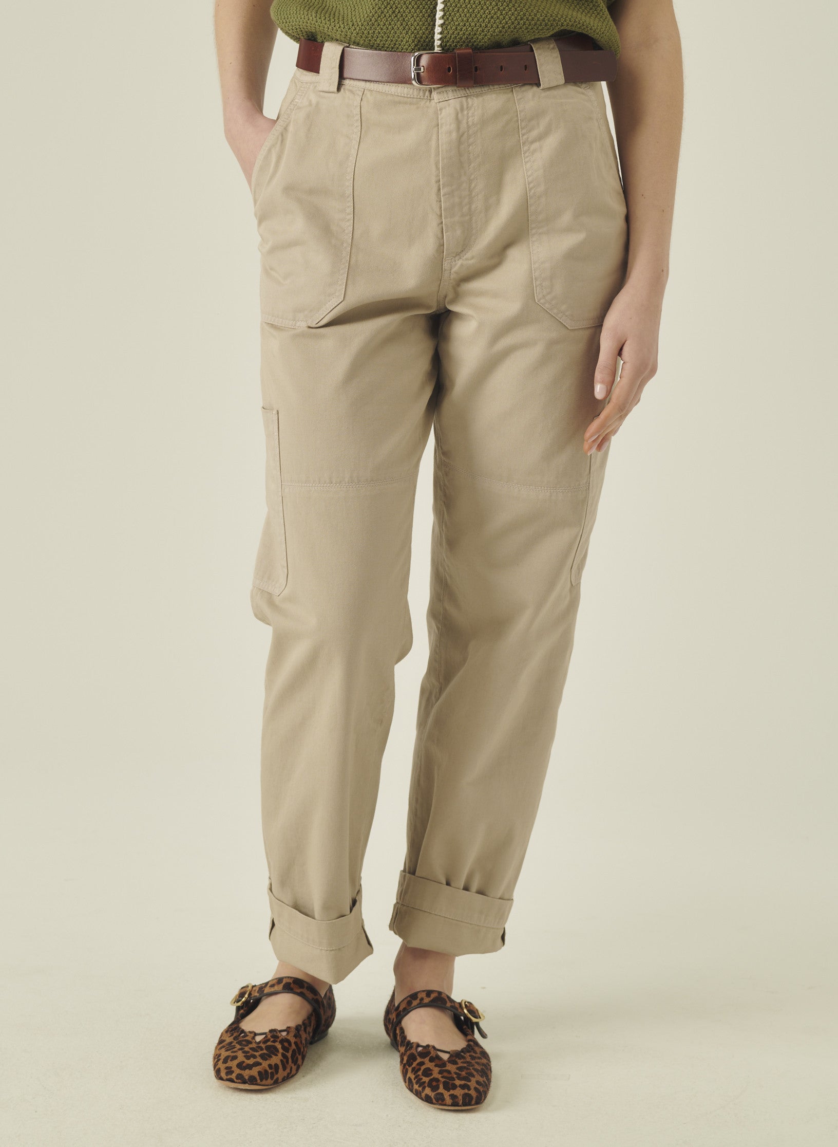 cargo pantalon loose beige homme femme unisexe