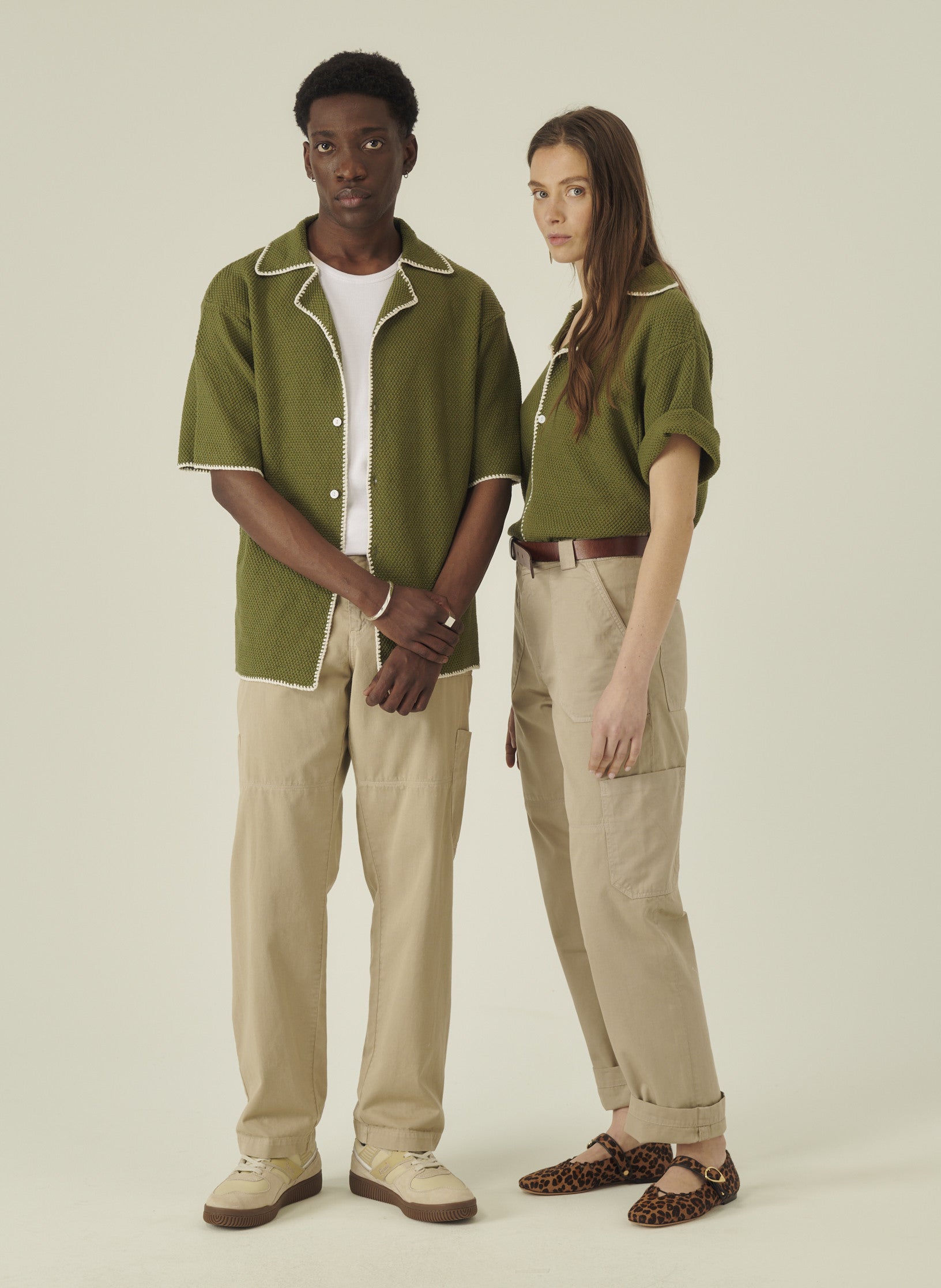 cargo pantalon loose beige homme femme unisexe