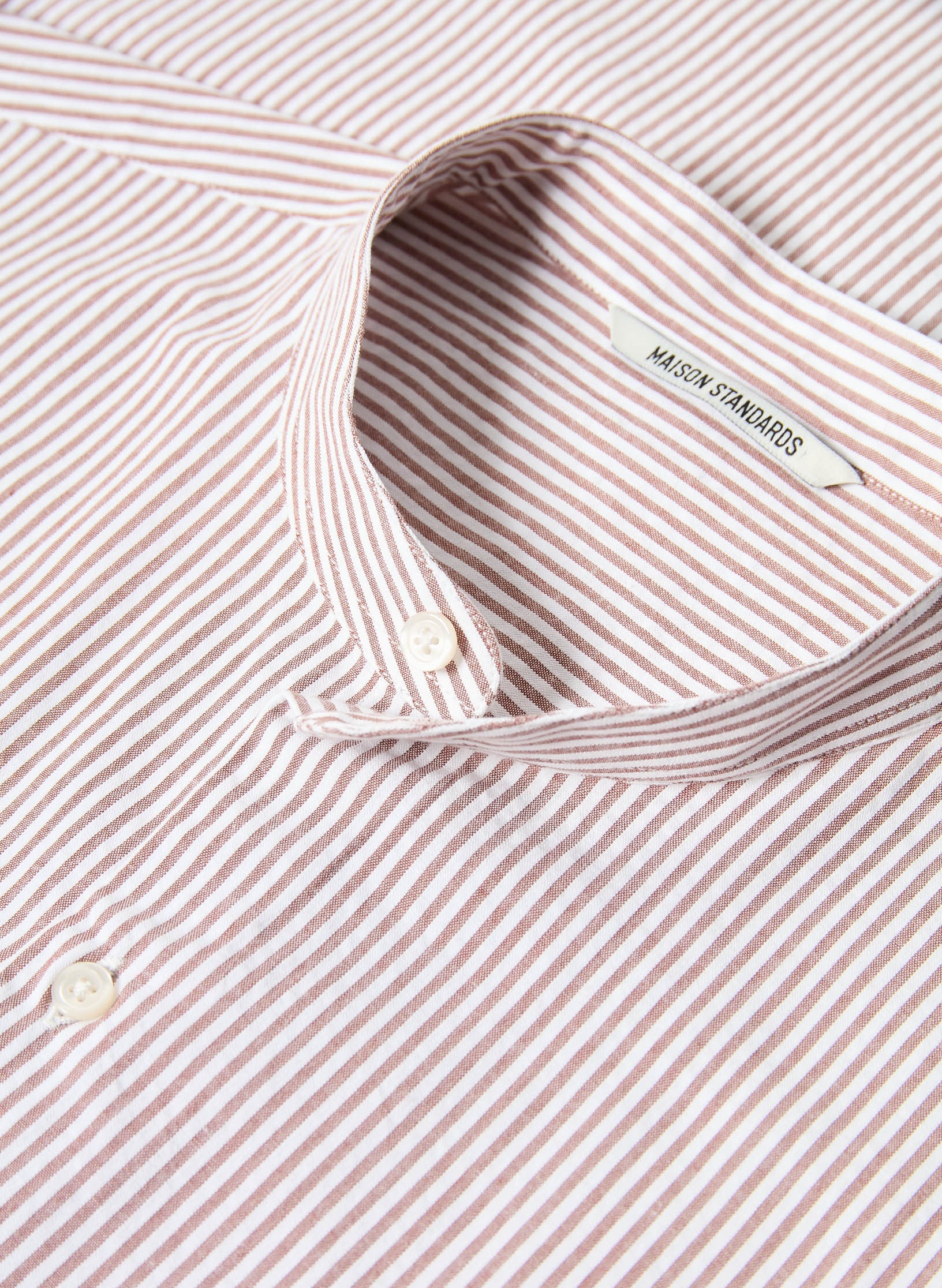 chemise col mao seersucker marron homme