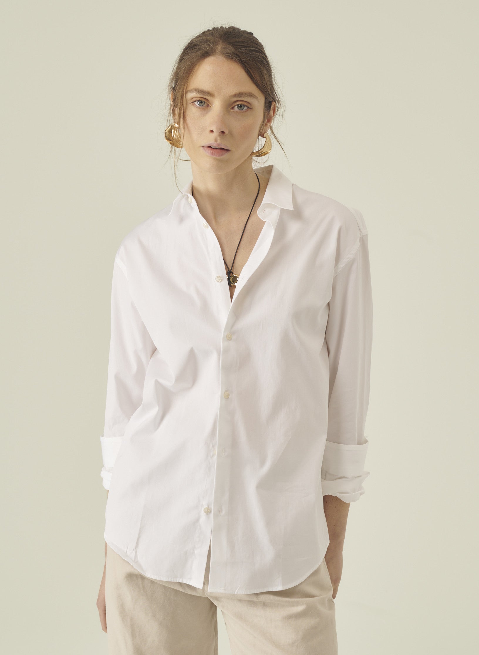 chemise loose unie femme homme coton blanche