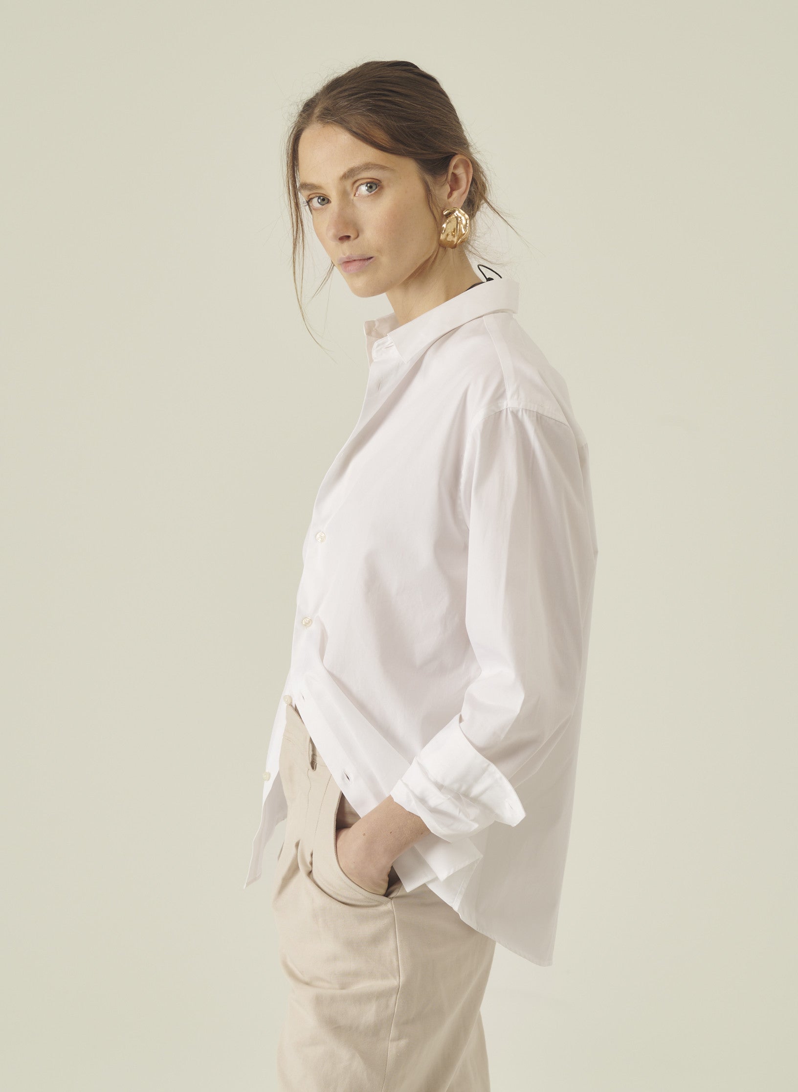 chemise loose unie femme homme coton blanche