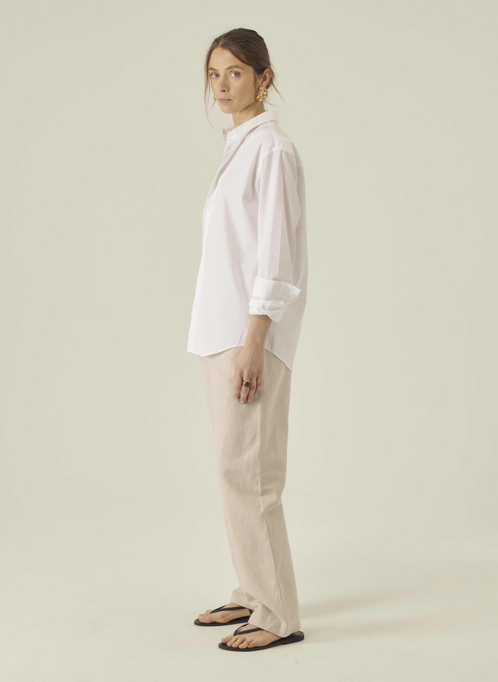 chemise loose unie femme homme coton blanche