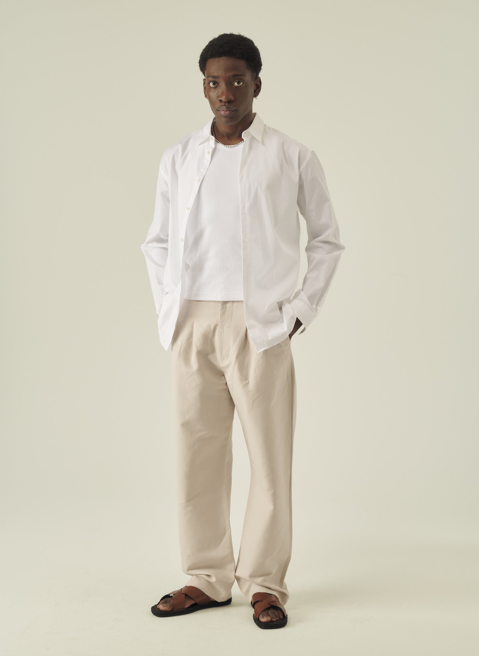 chemise loose unie femme homme coton blanche