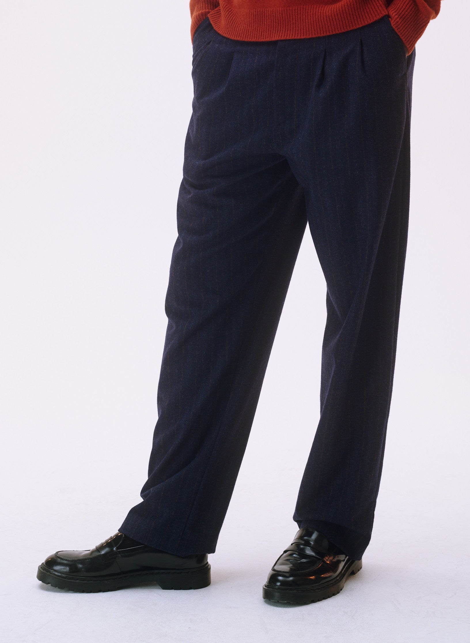 pantalon pince flanelle bleu homme femme unisexe