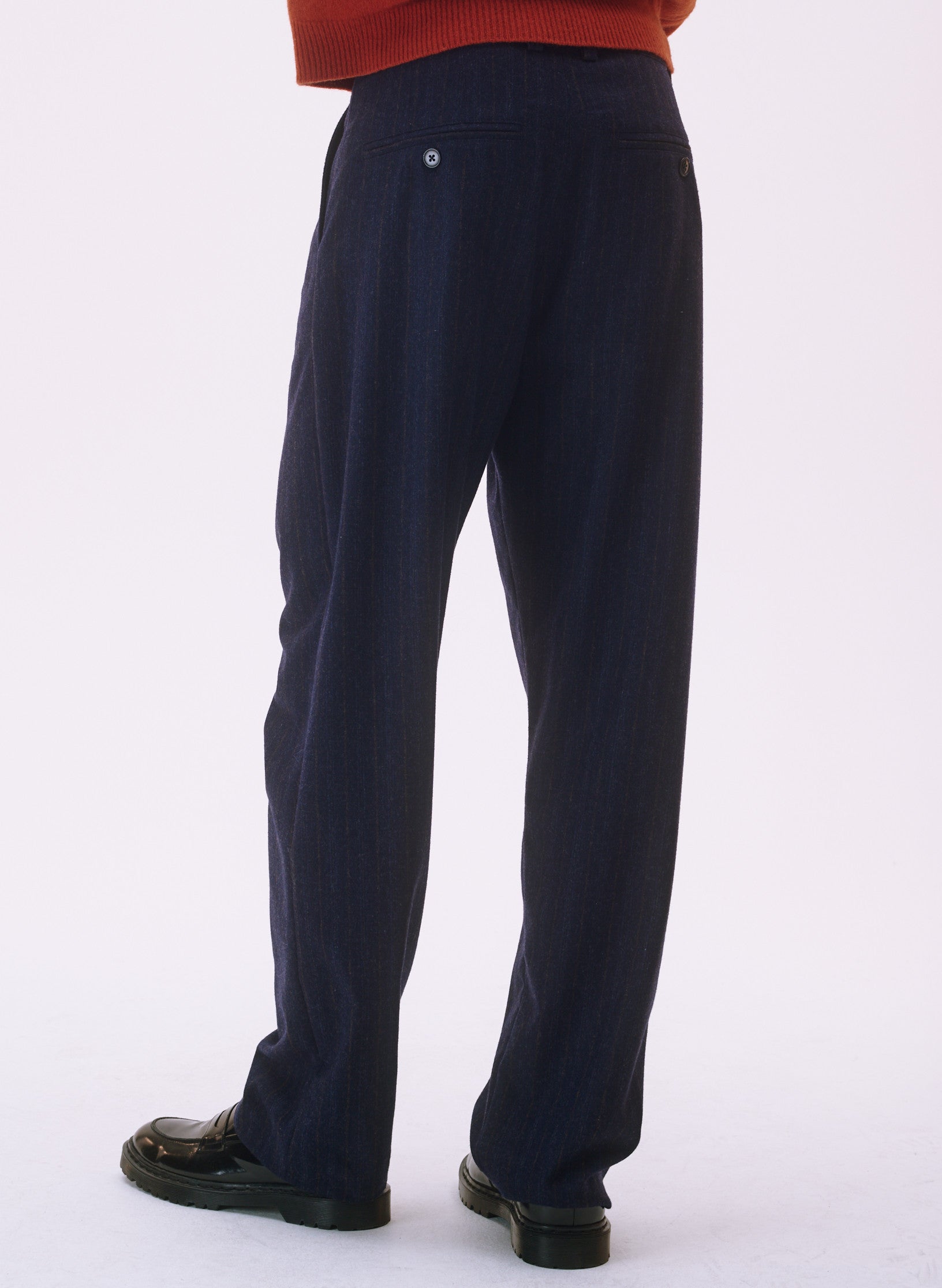 pantalon pince flanelle bleu homme femme unisexe