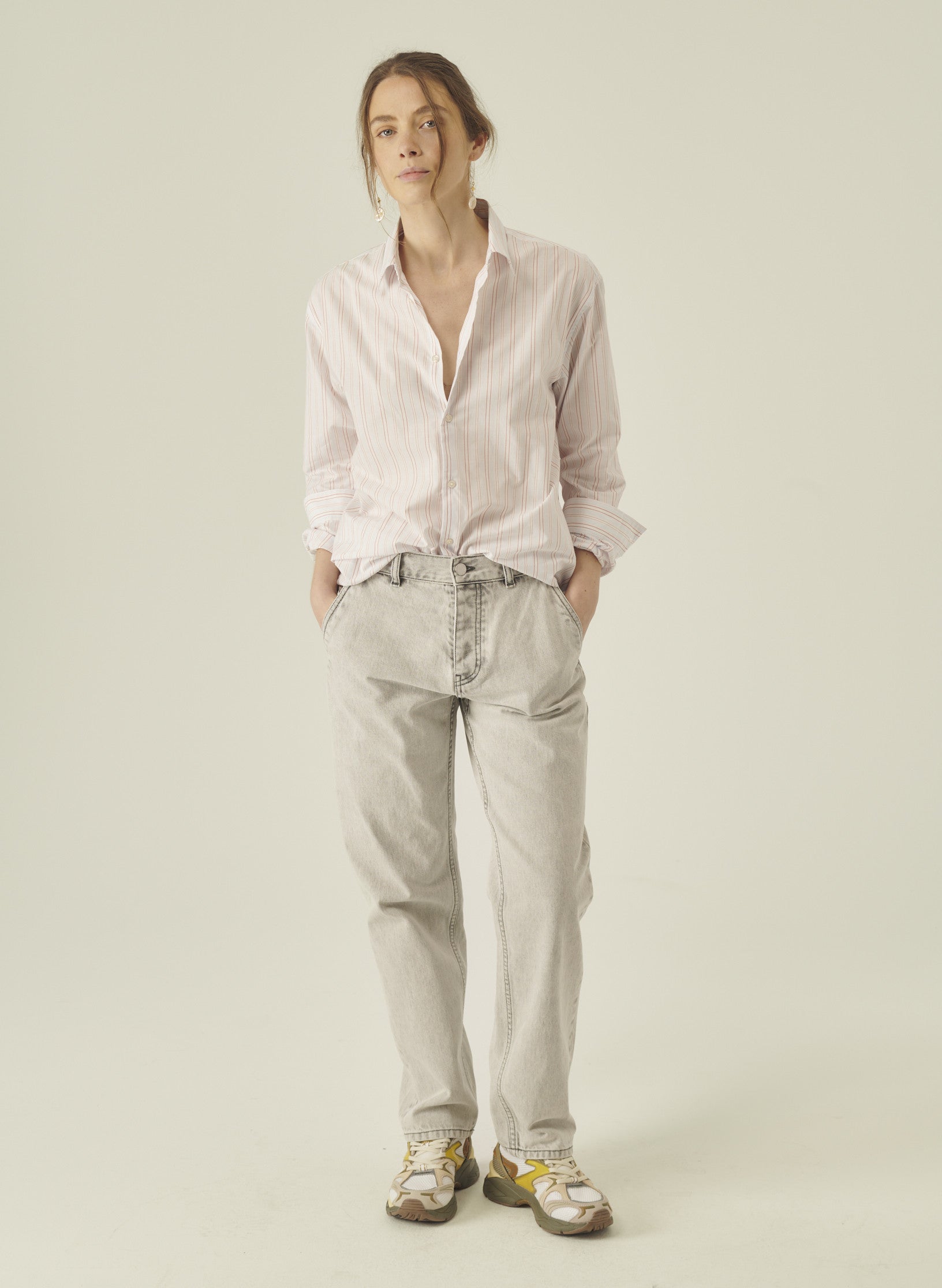 chemise loose multi rayures homme femme bleu rayee