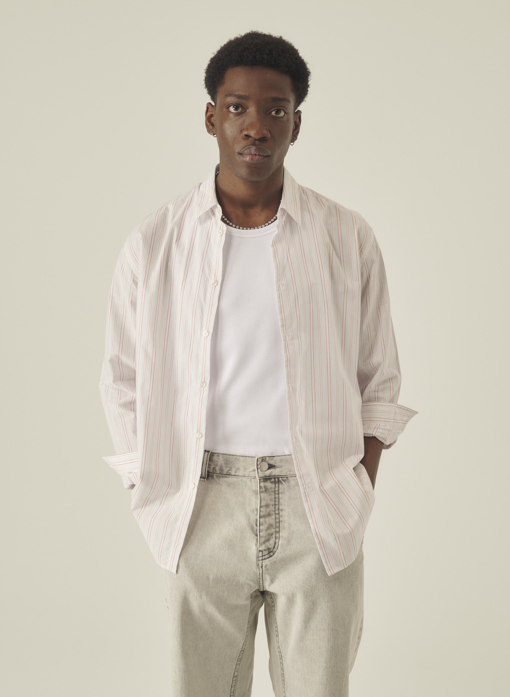 chemise loose multi rayures homme femme bleu rayee