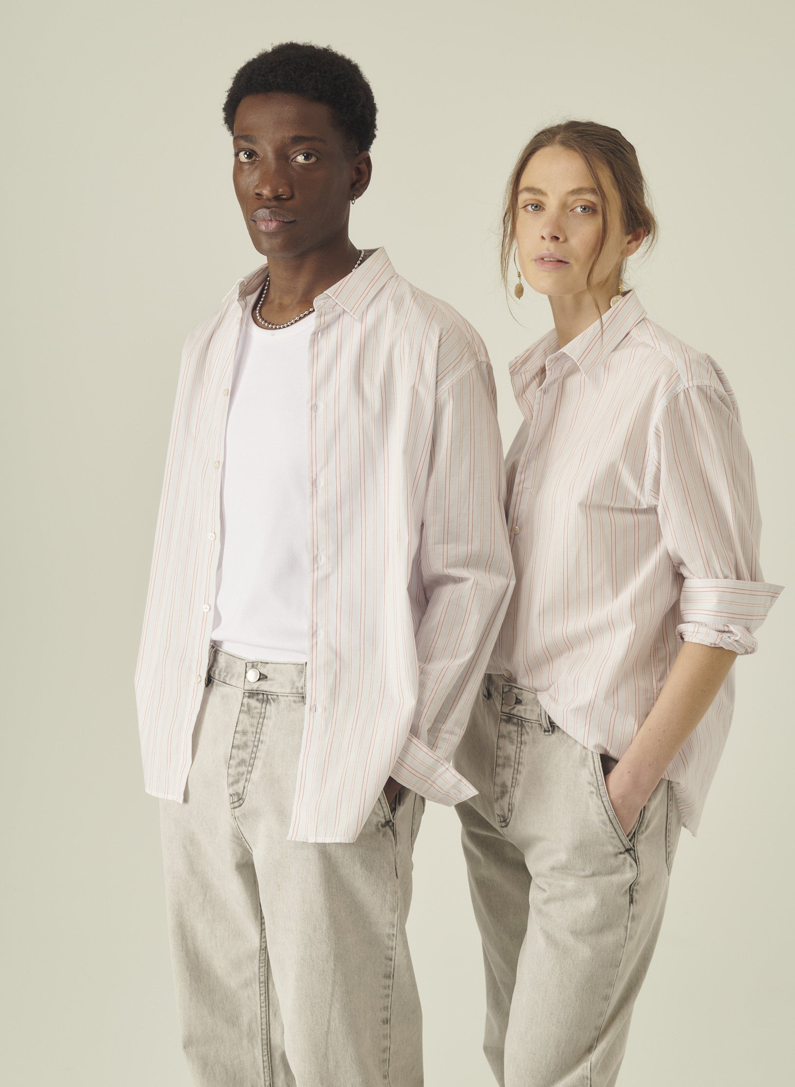 chemise loose multi rayures homme femme bleu rayee