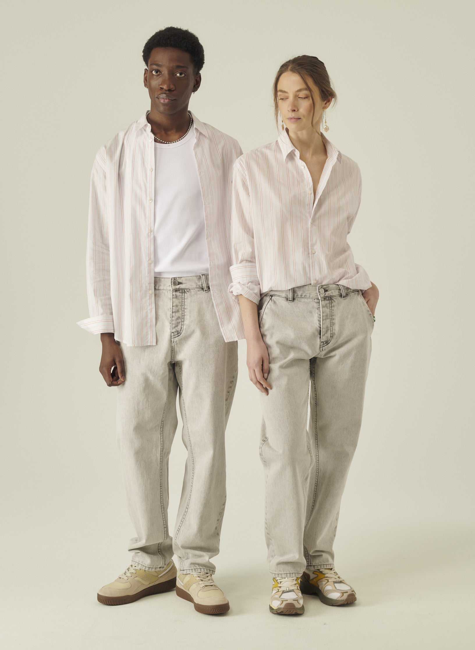 chemise loose multi rayures homme femme bleu rayee