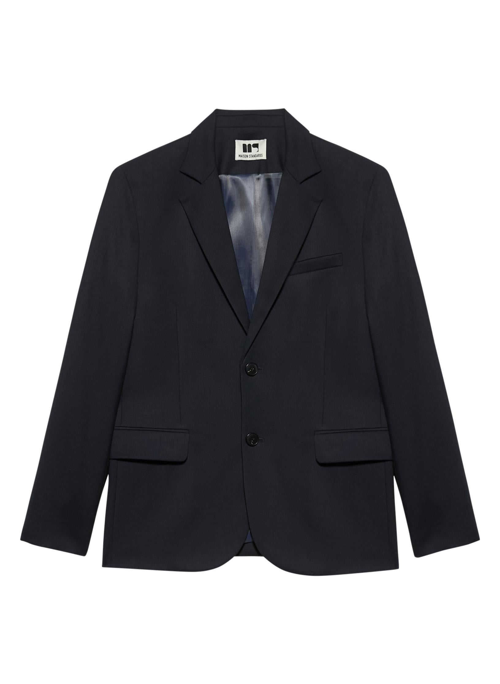 veste 2 boutons coton lyocell bleu homme