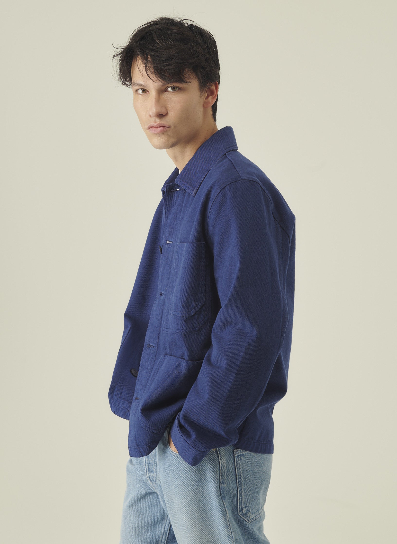 veste peintre bleu indogo homme femme unisexe